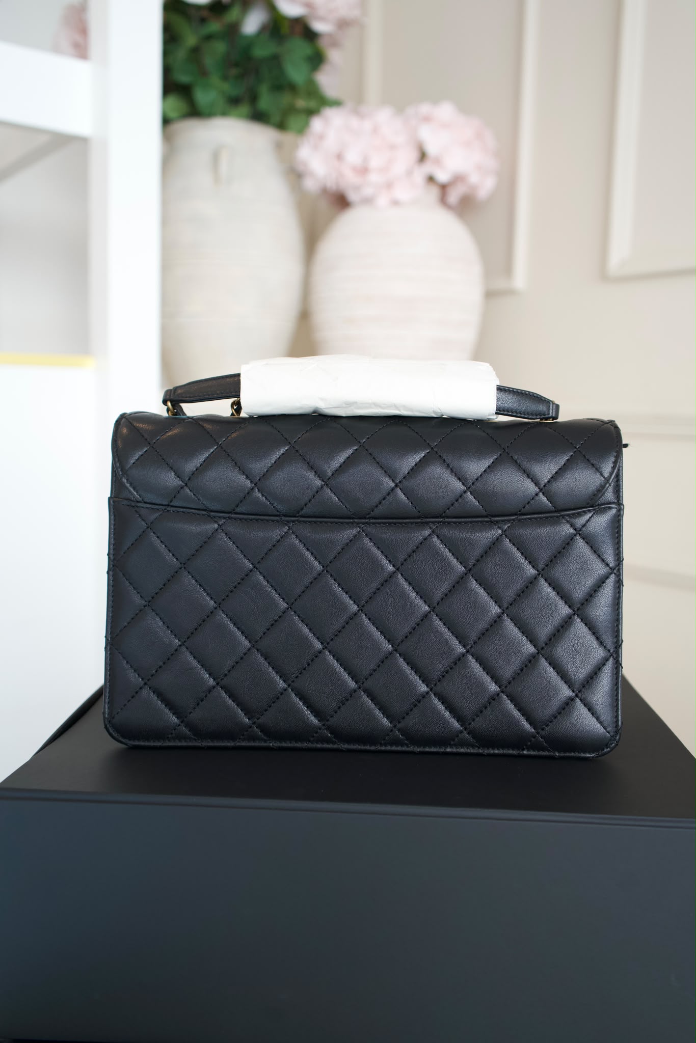 Chanel Beauty Lock Black Quilted Leather Flap Bag with Antique Gold Hardware - Image 3