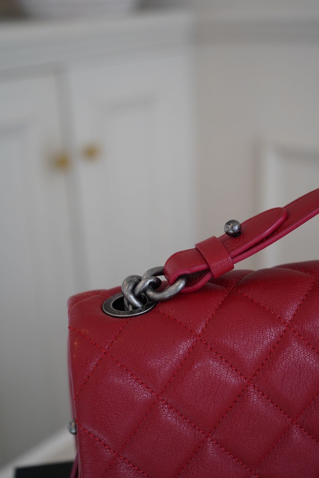 Chanel Red Quilted Goatskin Leather City Rock Flap Bag with Gunmetal Hardware - Image 6