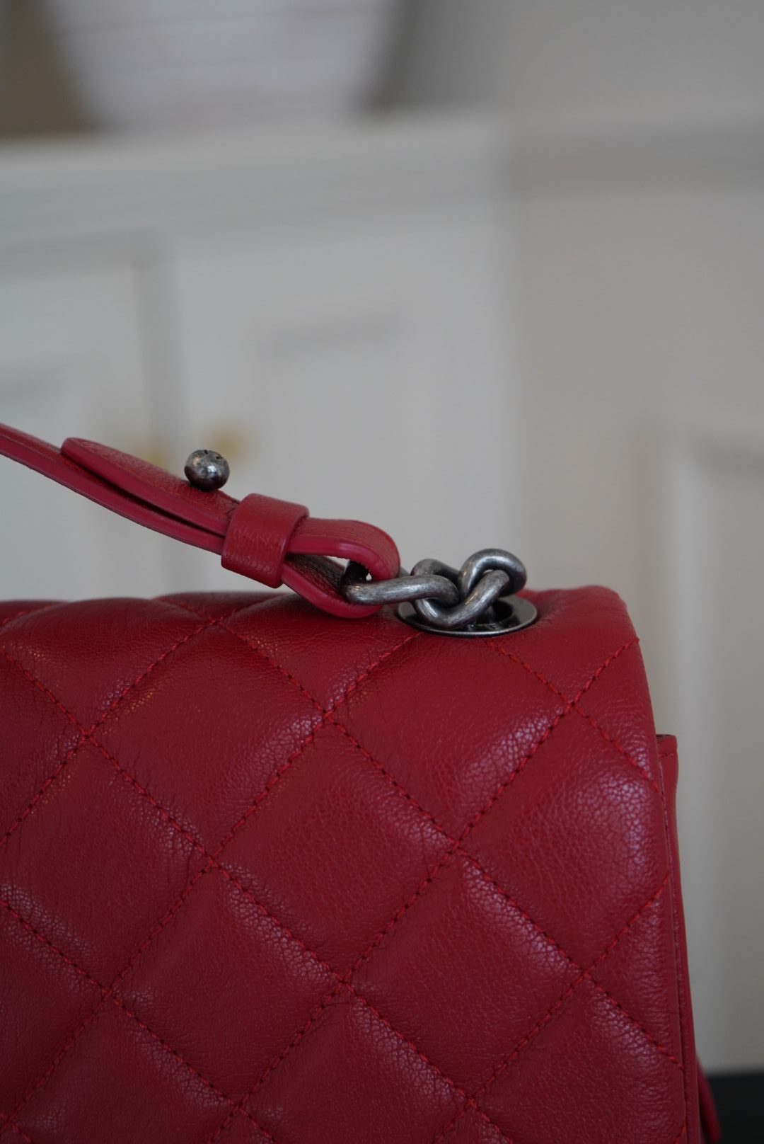 Chanel Red Quilted Goatskin Leather City Rock Flap Bag with Gunmetal Hardware - Image 7