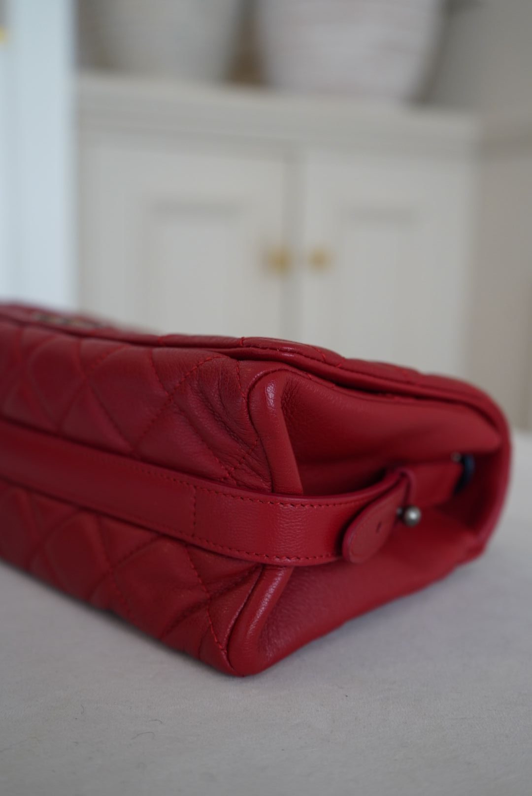 Chanel Red Quilted Goatskin Leather City Rock Flap Bag with Gunmetal Hardware - Image 13