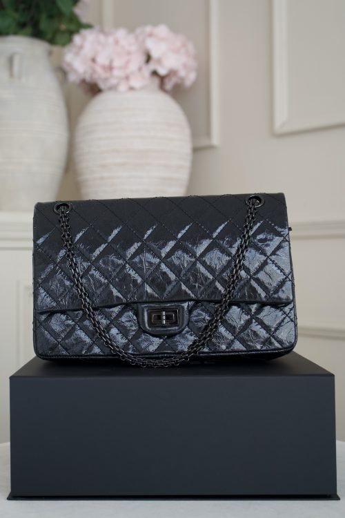 Chanel So Black 2.55 Reissue Double Flap Bag, Black on Black Hardware