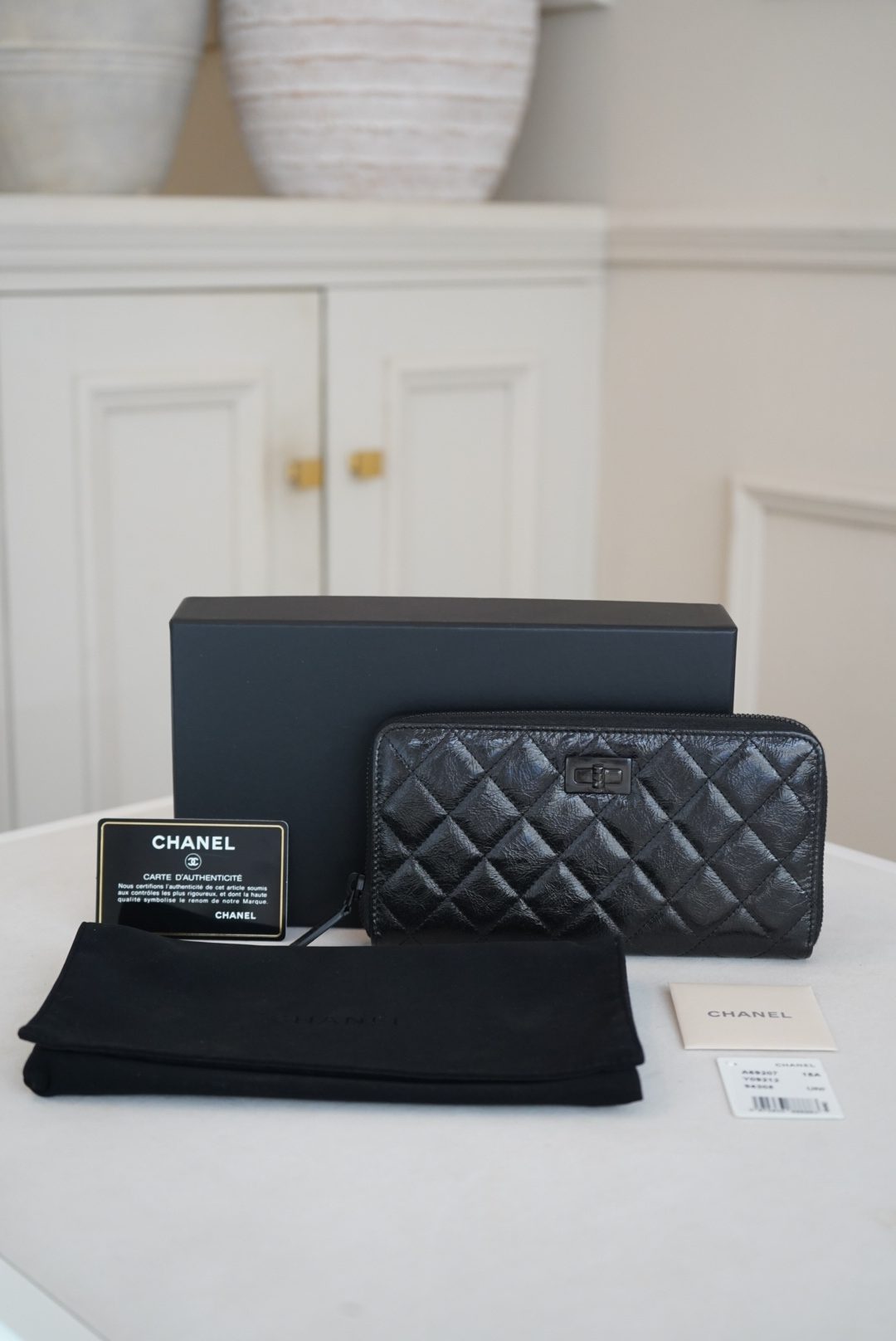 Chanel Black Quilted Reissue Zip Around Wallet With Black Hardware - Image 8