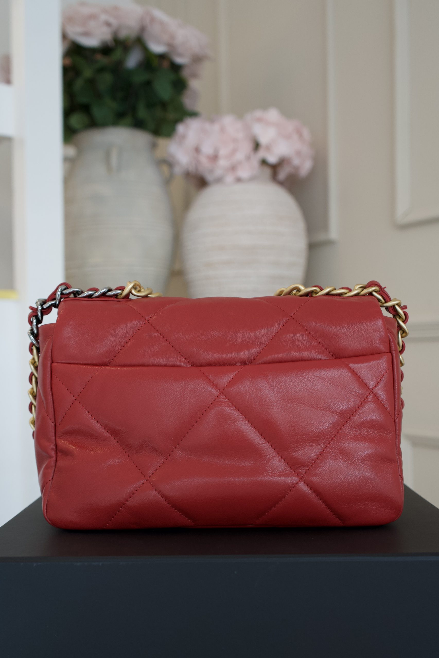 Chanel 19 Small Flap Bag in Deep Red Goatskin Leather with Mixed Hardware - Image 3