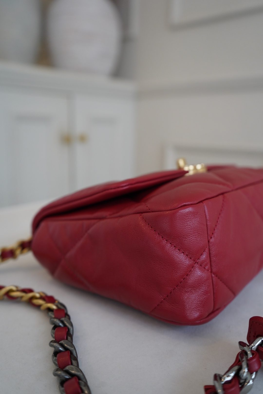 Chanel 19 Small Flap Bag in Deep Red Goatskin Leather with Mixed Hardware - Image 6