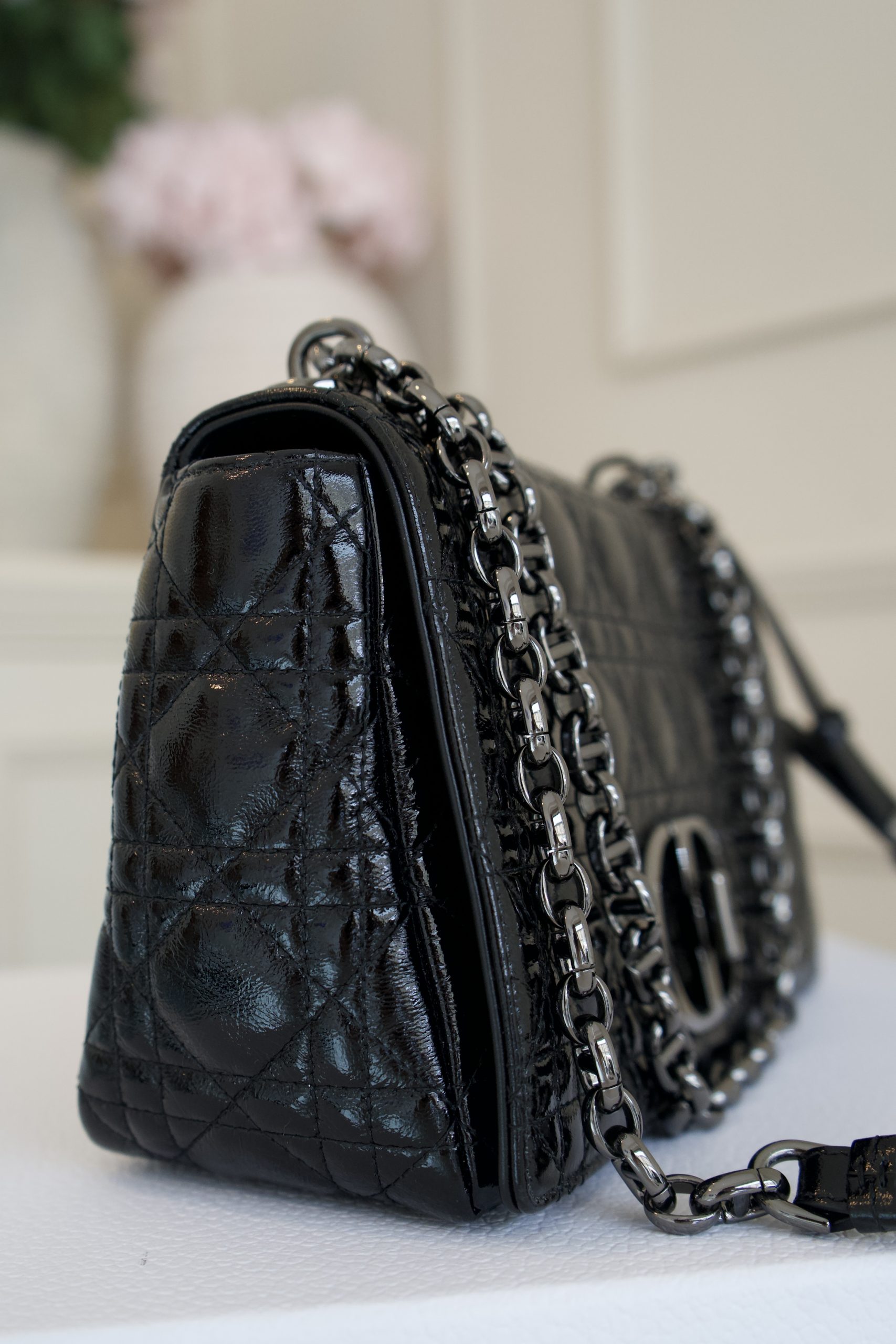 Christian Dior Caro Shoulder Bag In Black Quilted Calfskin With Gunmetal Hardware (2021) - Image 4
