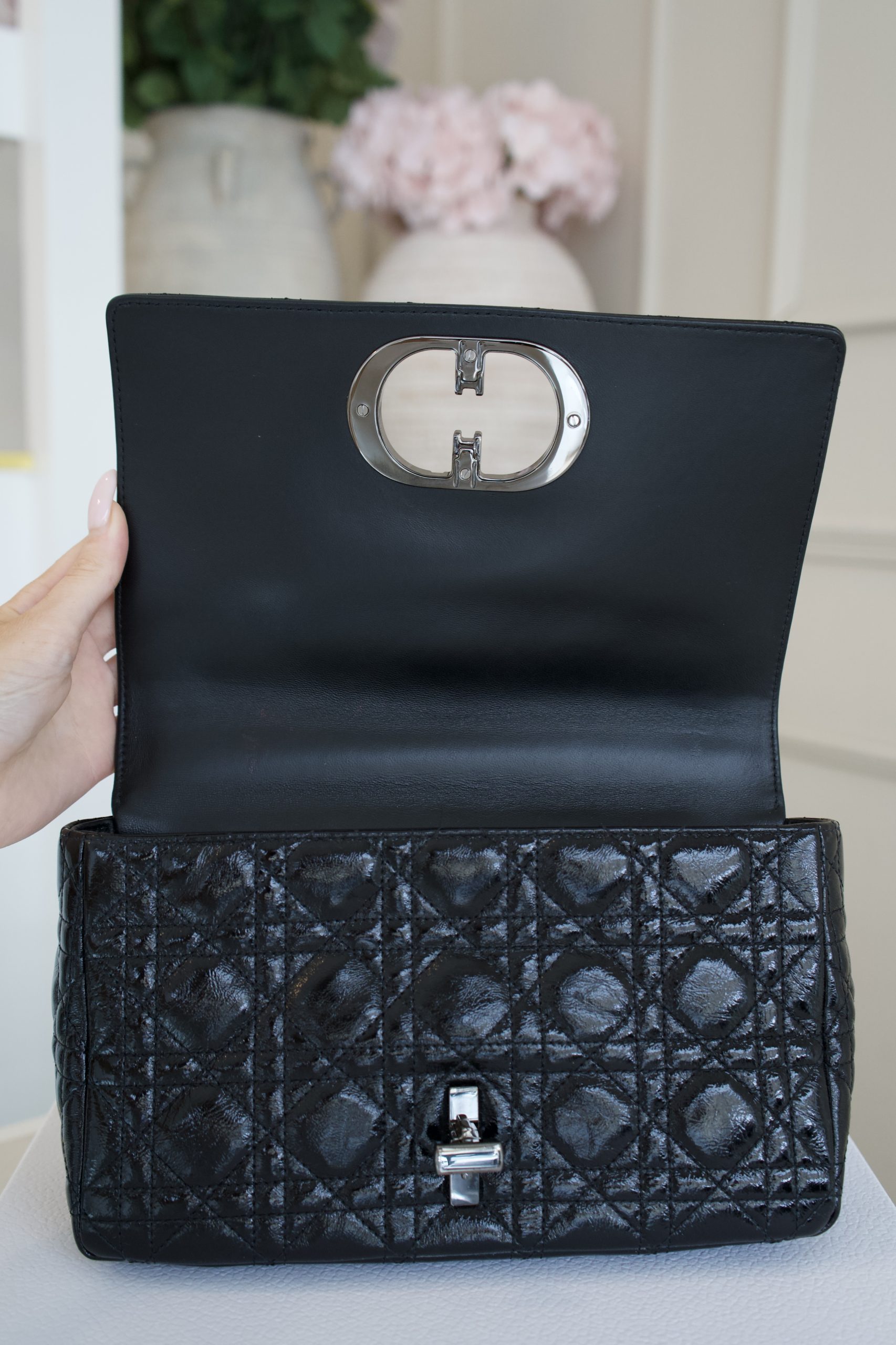 Christian Dior Caro Shoulder Bag In Black Quilted Calfskin With Gunmetal Hardware (2021) - Image 8