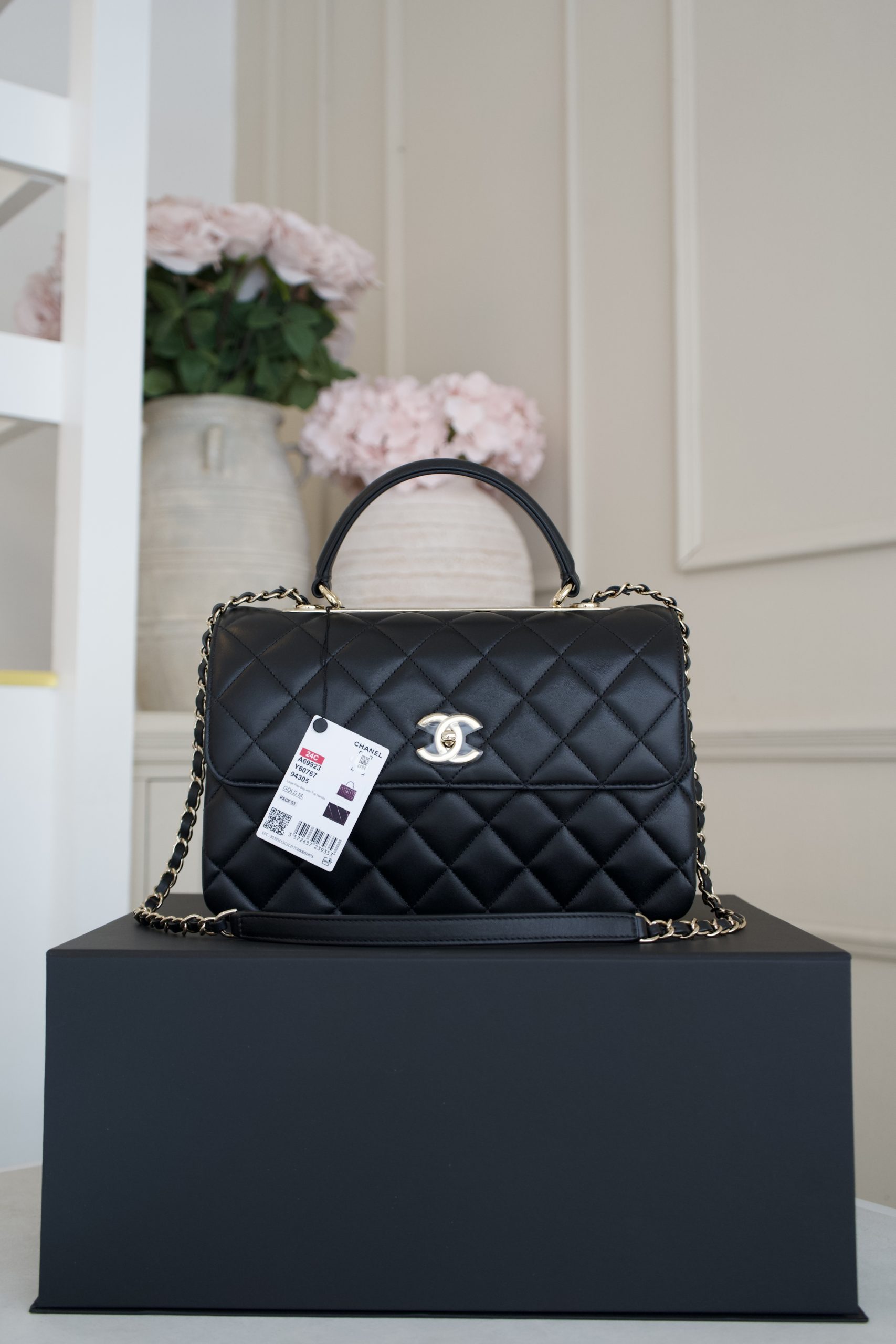 Chanel Black Quilted Large Leather Top Handle With Gold Hardware - Image 2