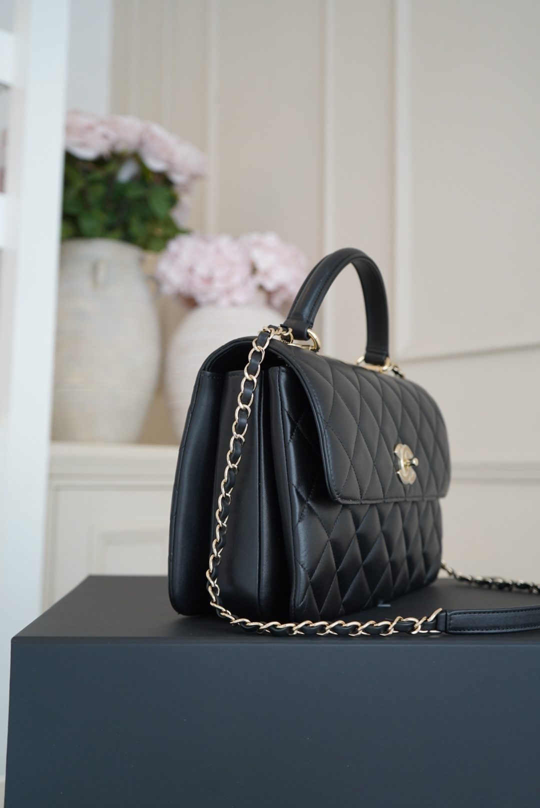 Chanel Black Quilted Large Leather Top Handle With Gold Hardware - Image 5