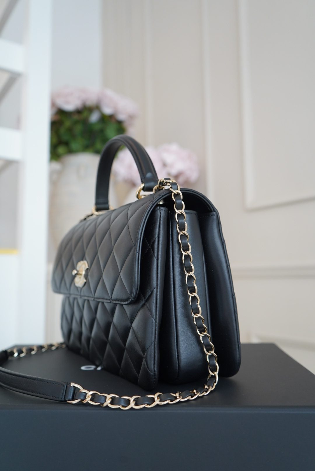 Chanel Black Quilted Large Leather Top Handle With Gold Hardware - Image 6