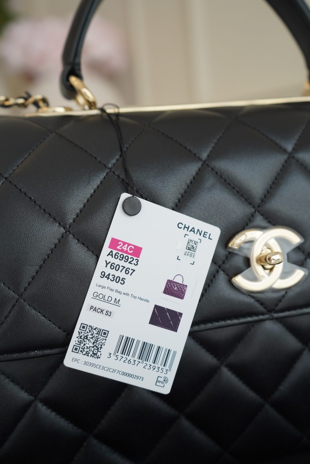 Chanel Black Quilted Large Leather Top Handle With Gold Hardware - Image 8