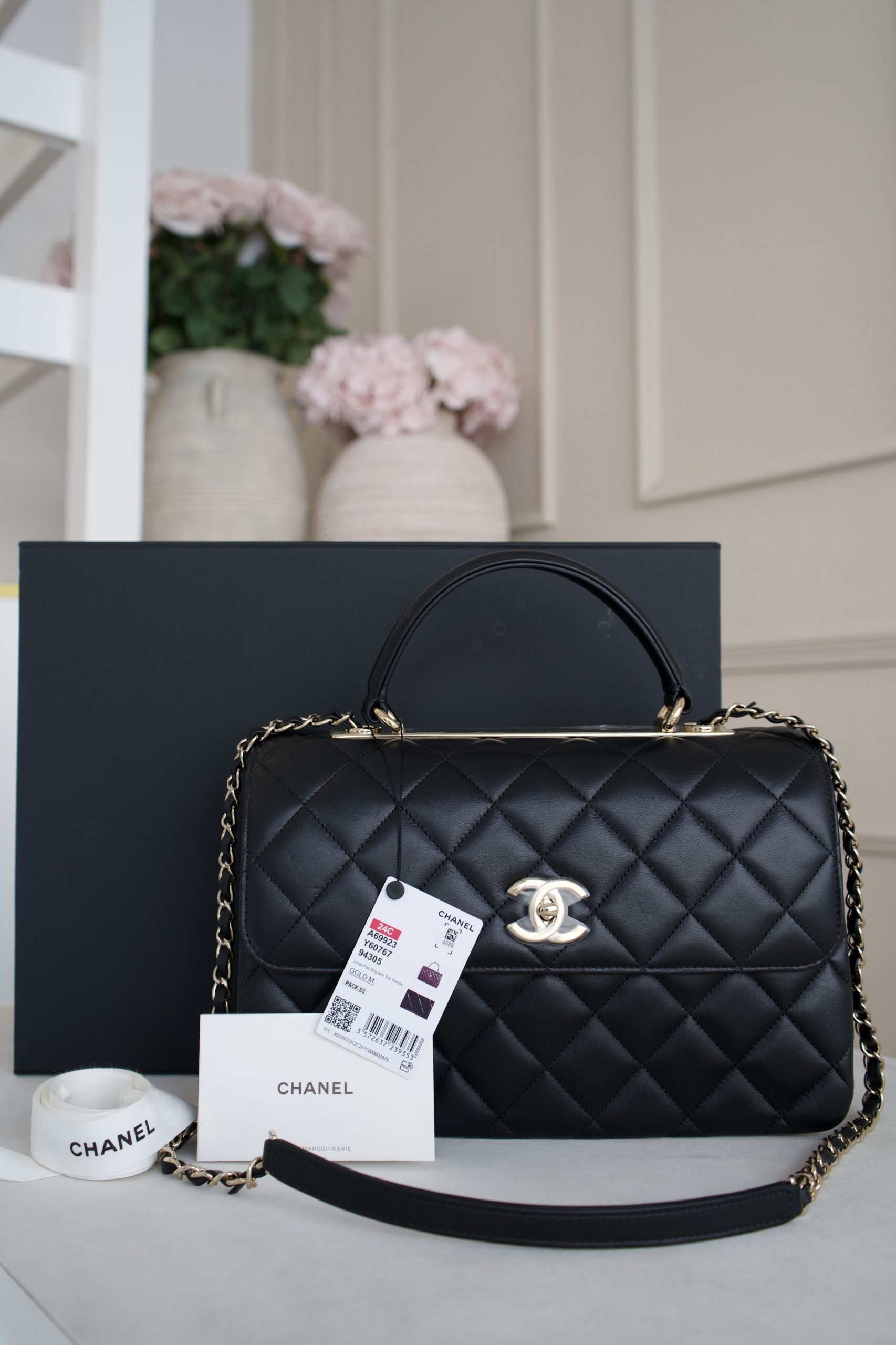 Chanel Black Quilted Large Leather Top Handle With Gold Hardware - Image 3