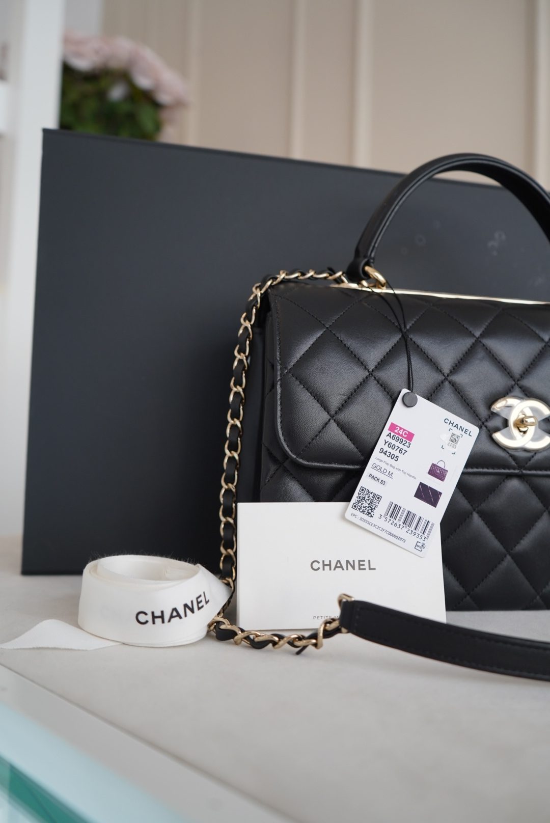 Chanel Black Quilted Large Leather Top Handle With Gold Hardware - Image 4