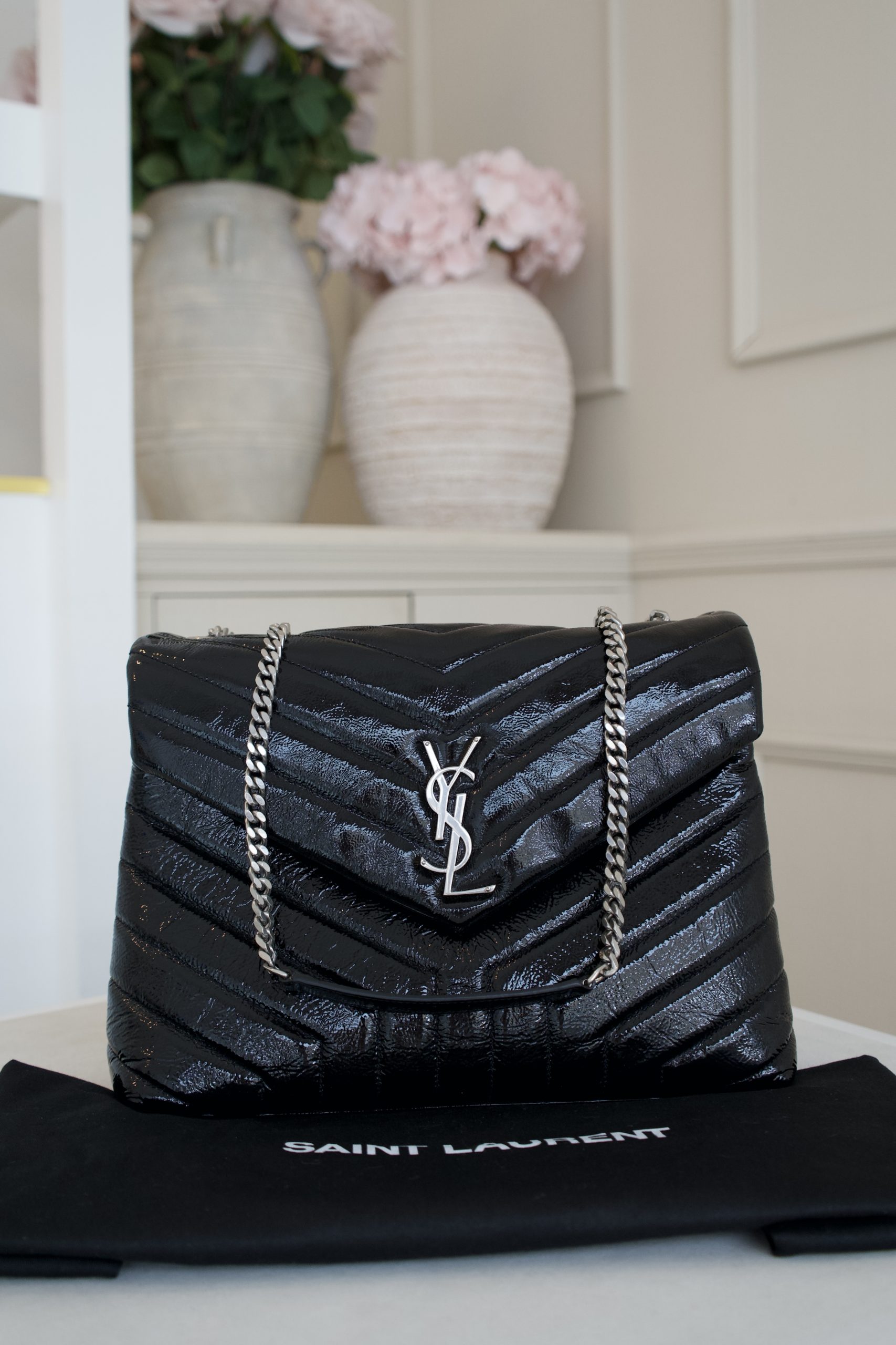 Saint Laurent Loulou Puffer Bag In Black Patent Leather And Silver Hardware - Image 8