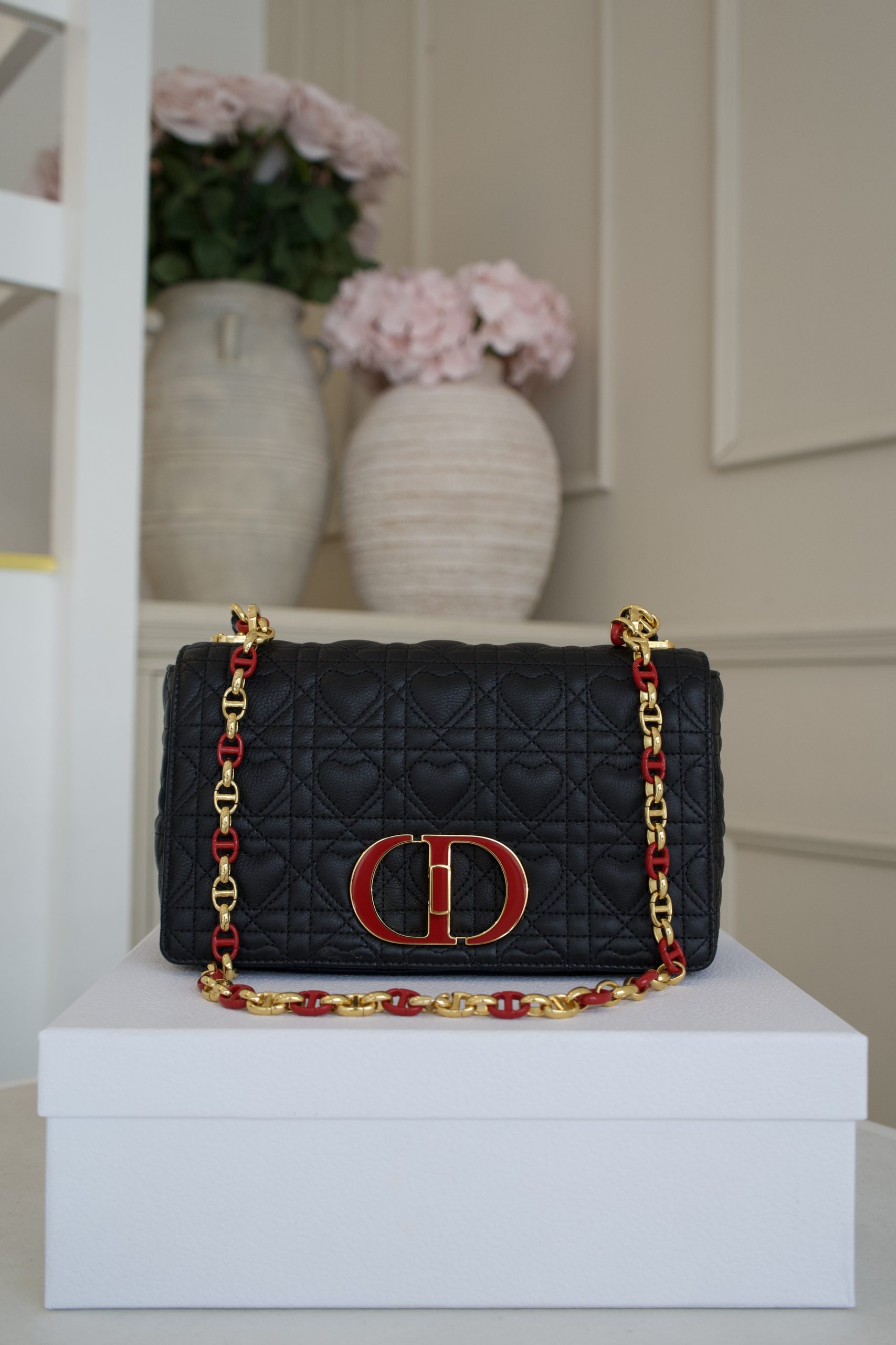 Christian Dior Dioramour Caro Bag In Black Calfskin Quilted With A Heart-Shaped Cannage Motif (2021)