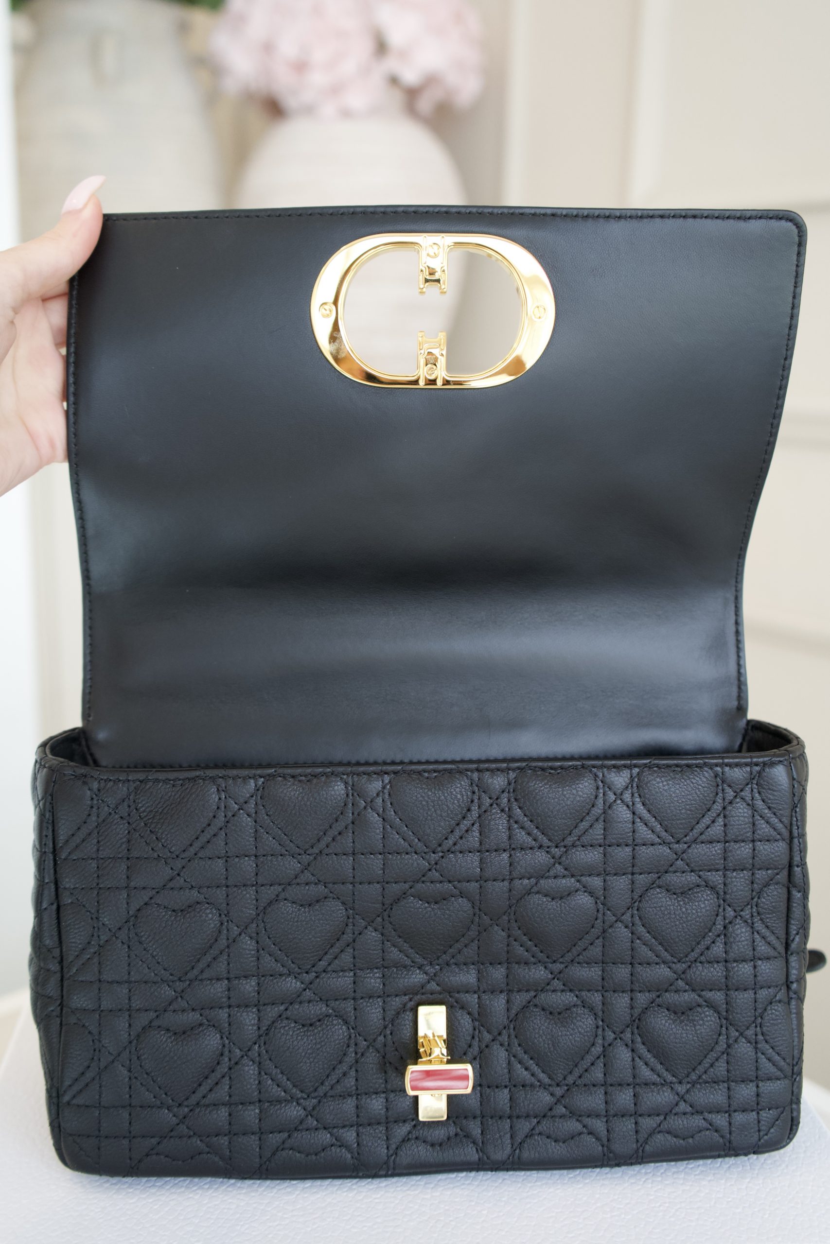 Christian Dior Dioramour Caro Bag In Black Calfskin Quilted With A Heart-Shaped Cannage Motif (2021) - Image 7