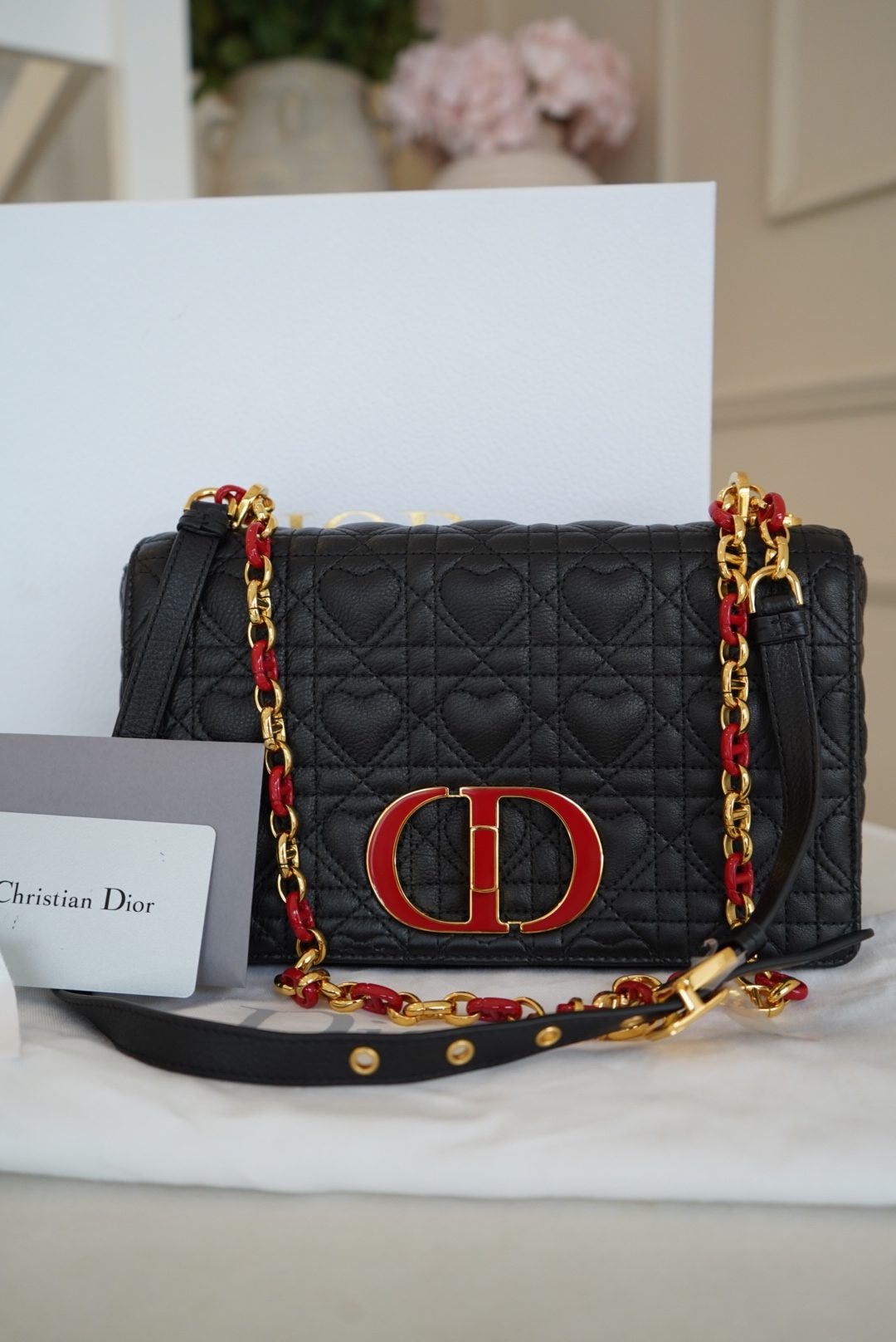 Christian Dior Dioramour Caro Bag In Black Calfskin Quilted With A Heart-Shaped Cannage Motif (2021) - Image 12
