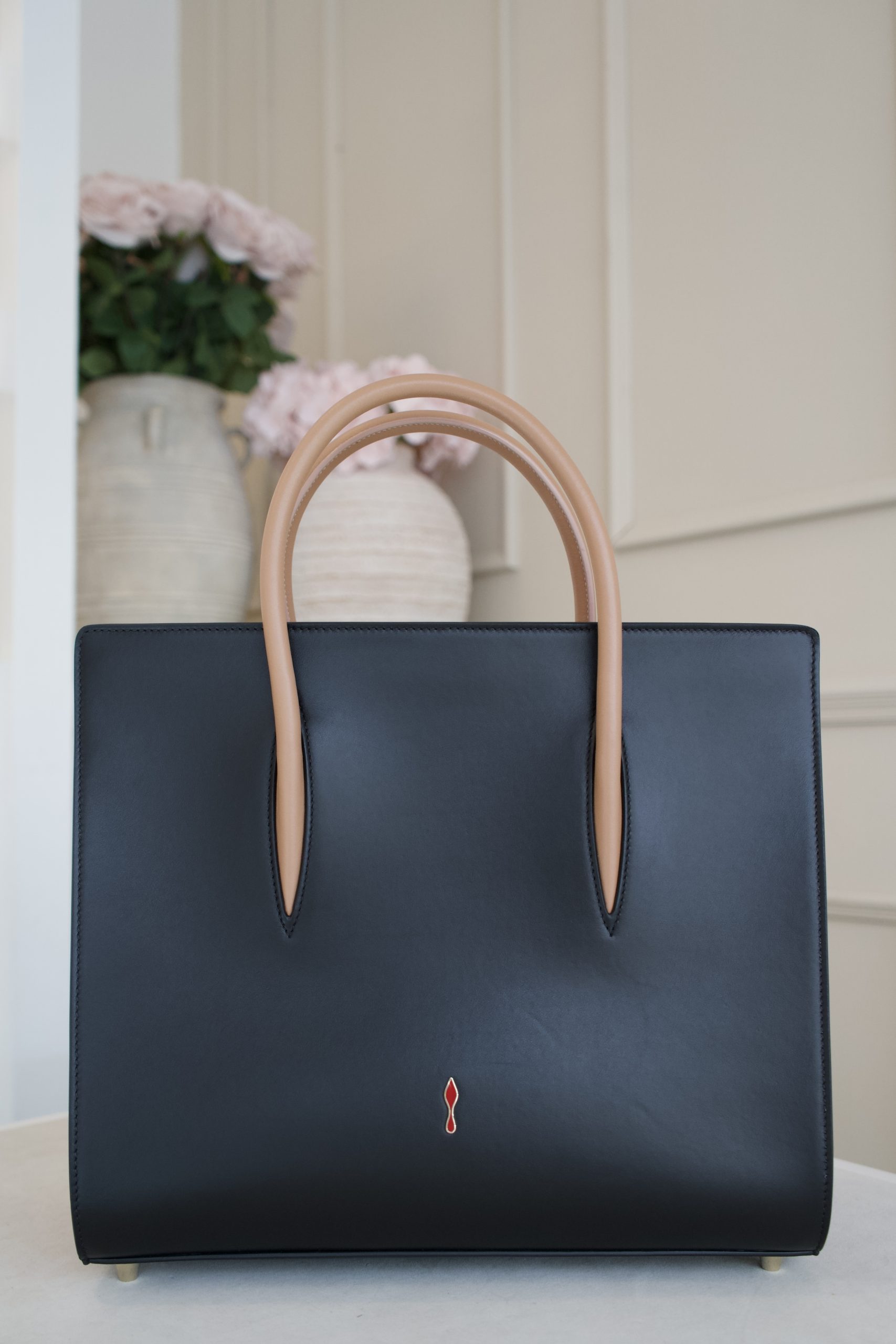 Christian Louboutin Paloma Tote With Studded Leopard-print Side Panels And Tan Handles