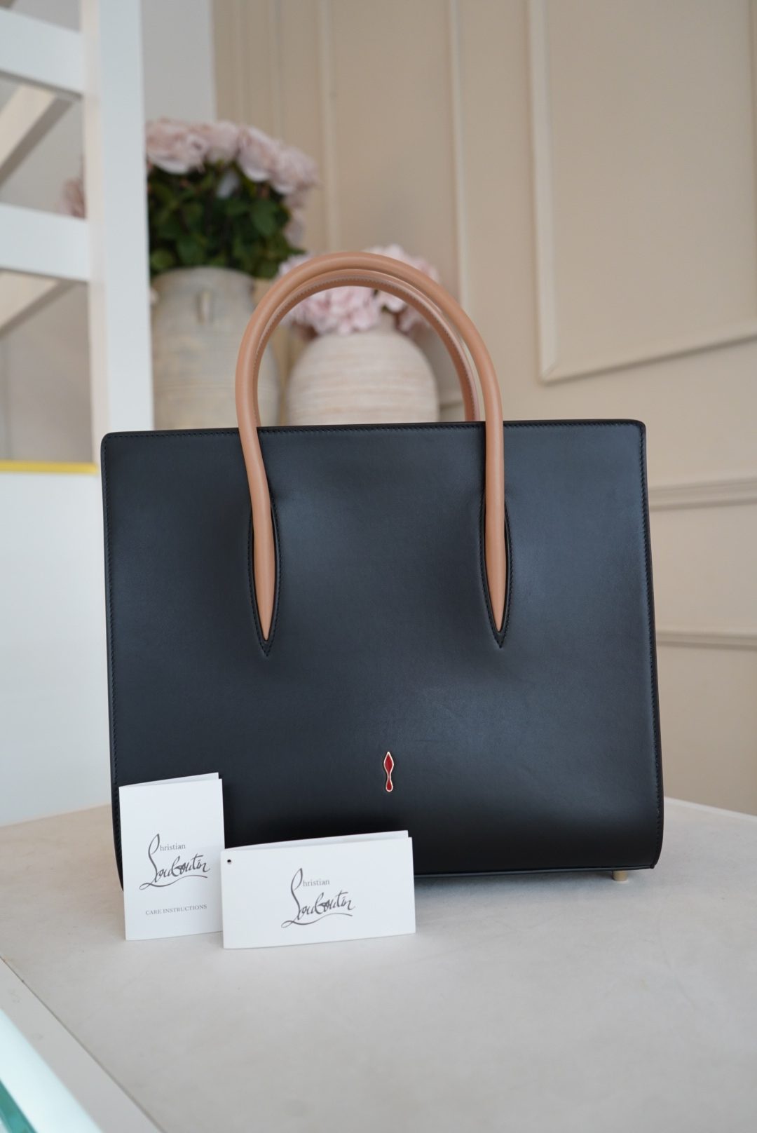 Christian Louboutin Paloma Tote With Studded Leopard-print Side Panels And Tan Handles - Image 10