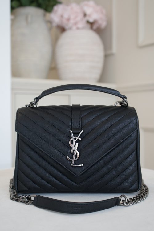 Saint Laurent College Bag In Quilted Lambskin Leather  With Gunmetal Hardware (2024)