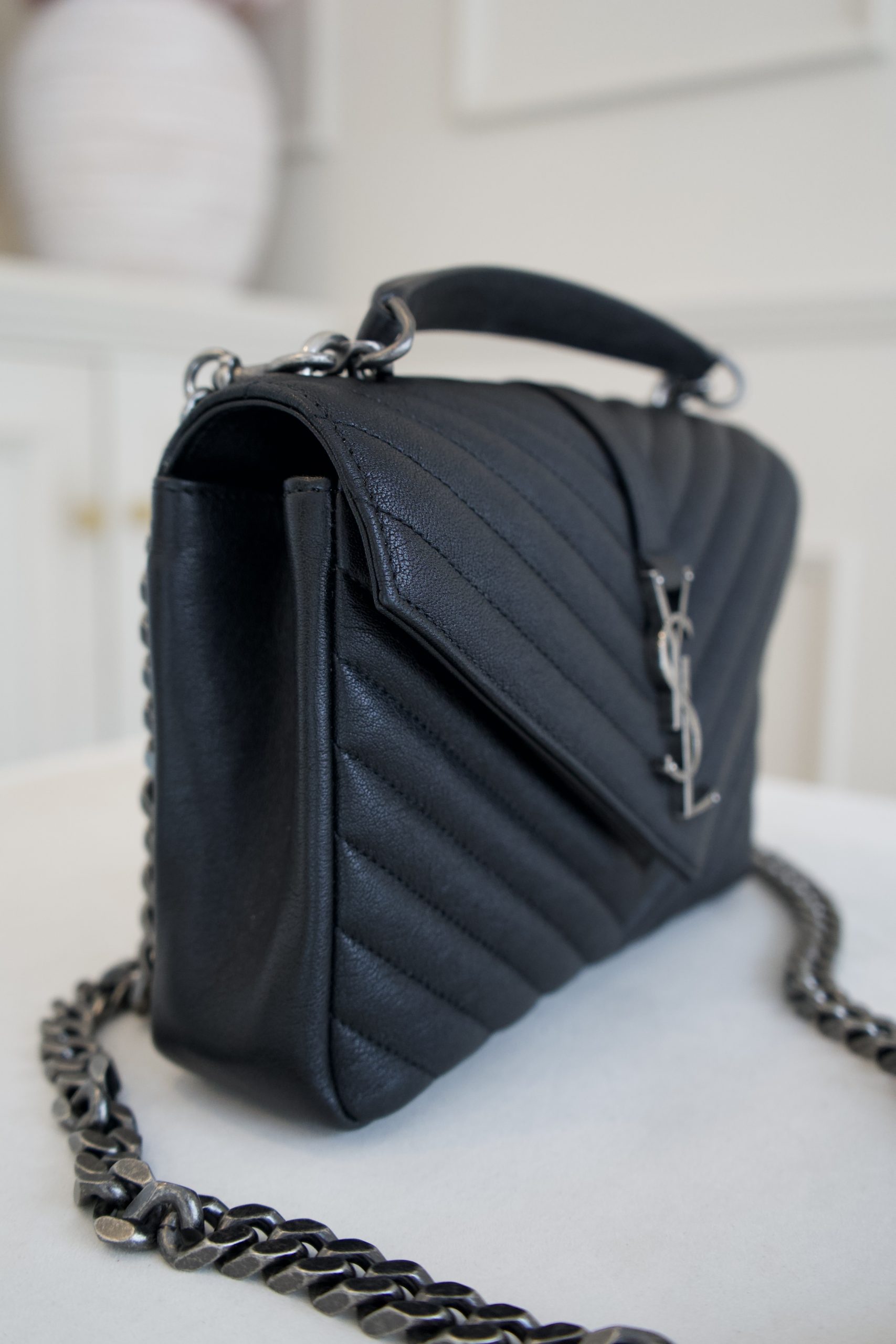 Saint Laurent College Bag In Quilted Lambskin Leather With Gunmetal Hardware (2024) - Image 4