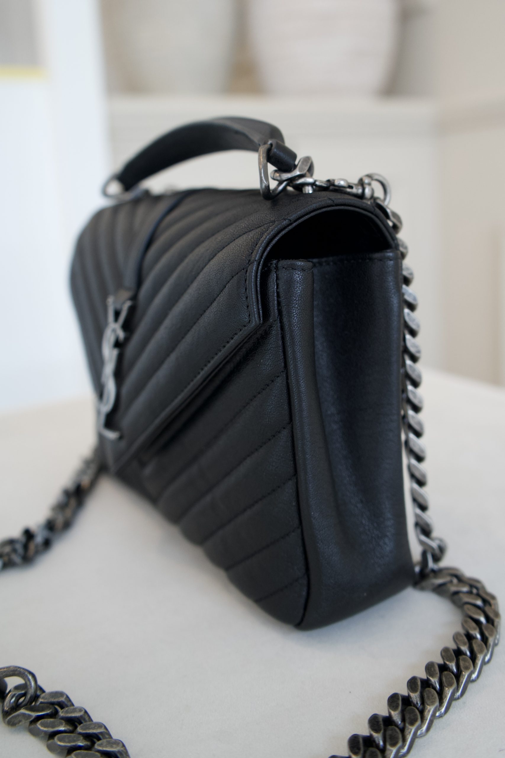 Saint Laurent College Bag In Quilted Lambskin Leather With Gunmetal Hardware (2024) - Image 2