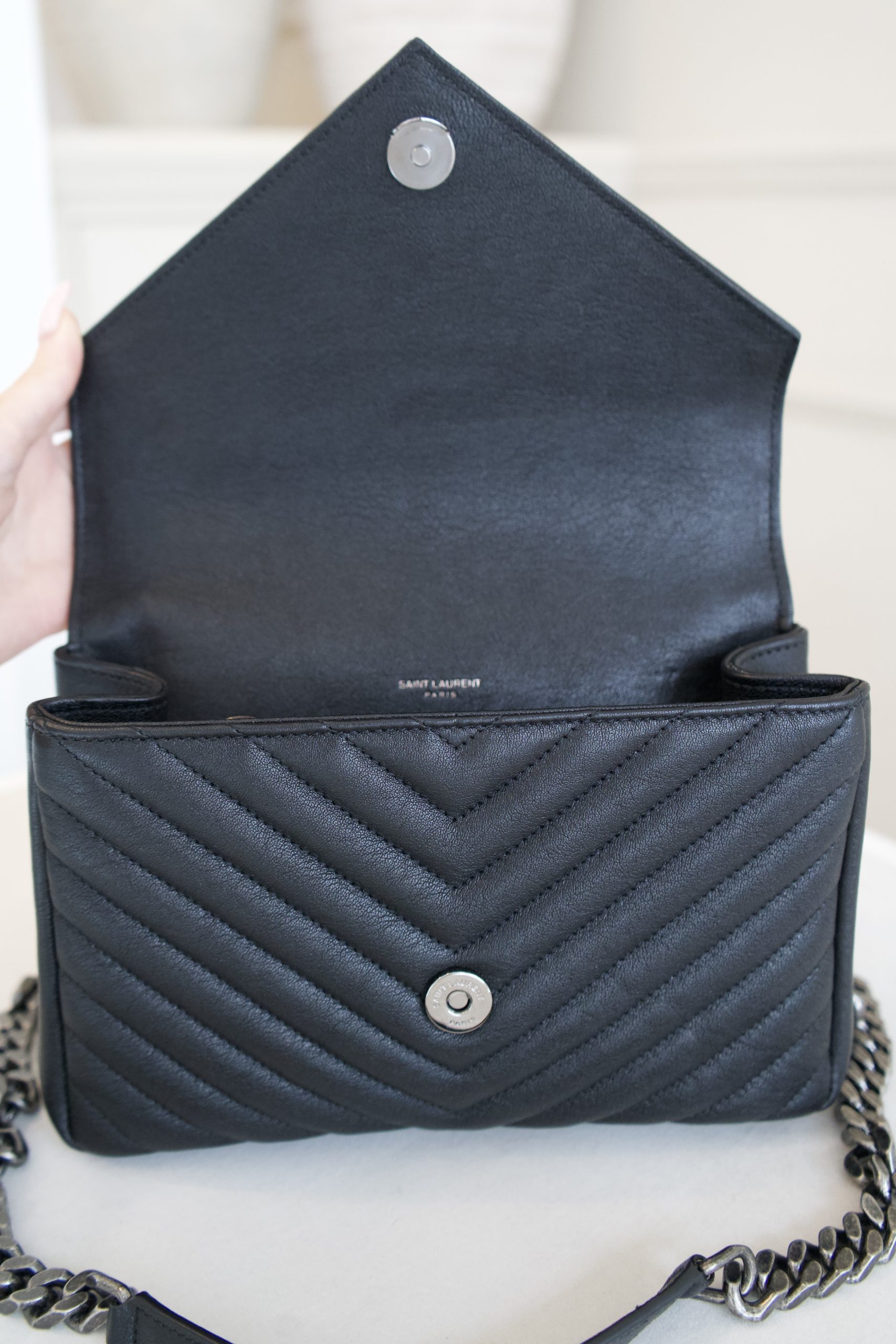 Saint Laurent College Bag In Quilted Lambskin Leather With Gunmetal Hardware (2024) - Image 8