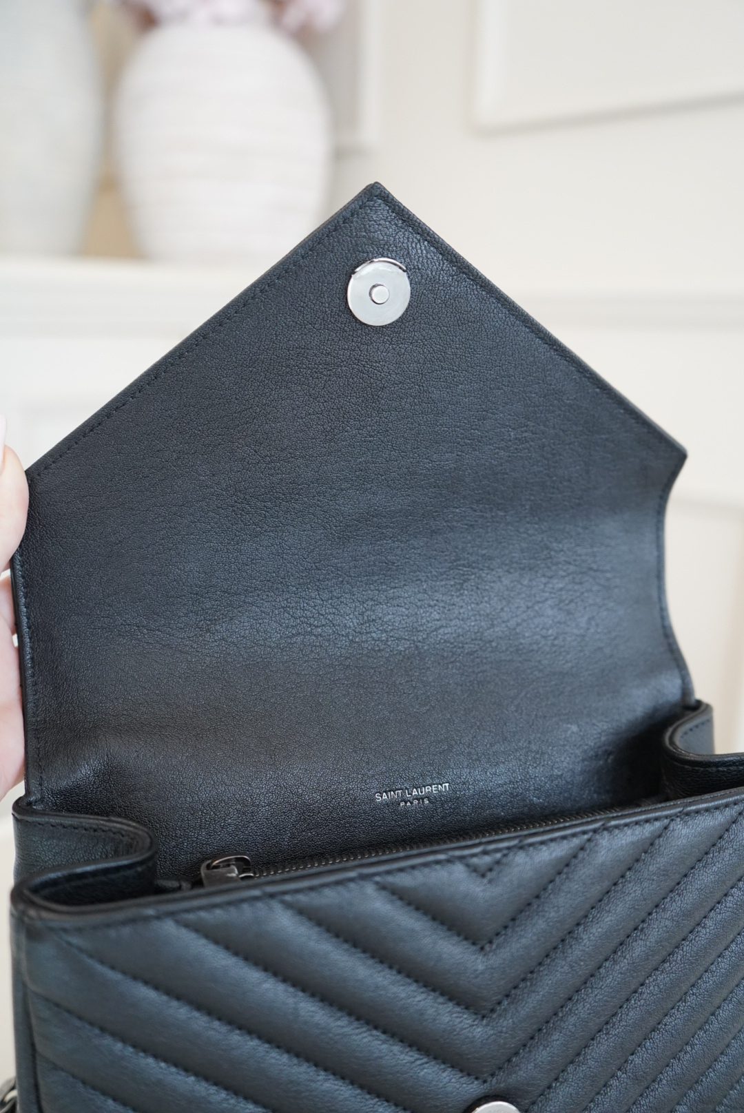 Saint Laurent College Bag In Quilted Lambskin Leather With Gunmetal Hardware (2024) - Image 9
