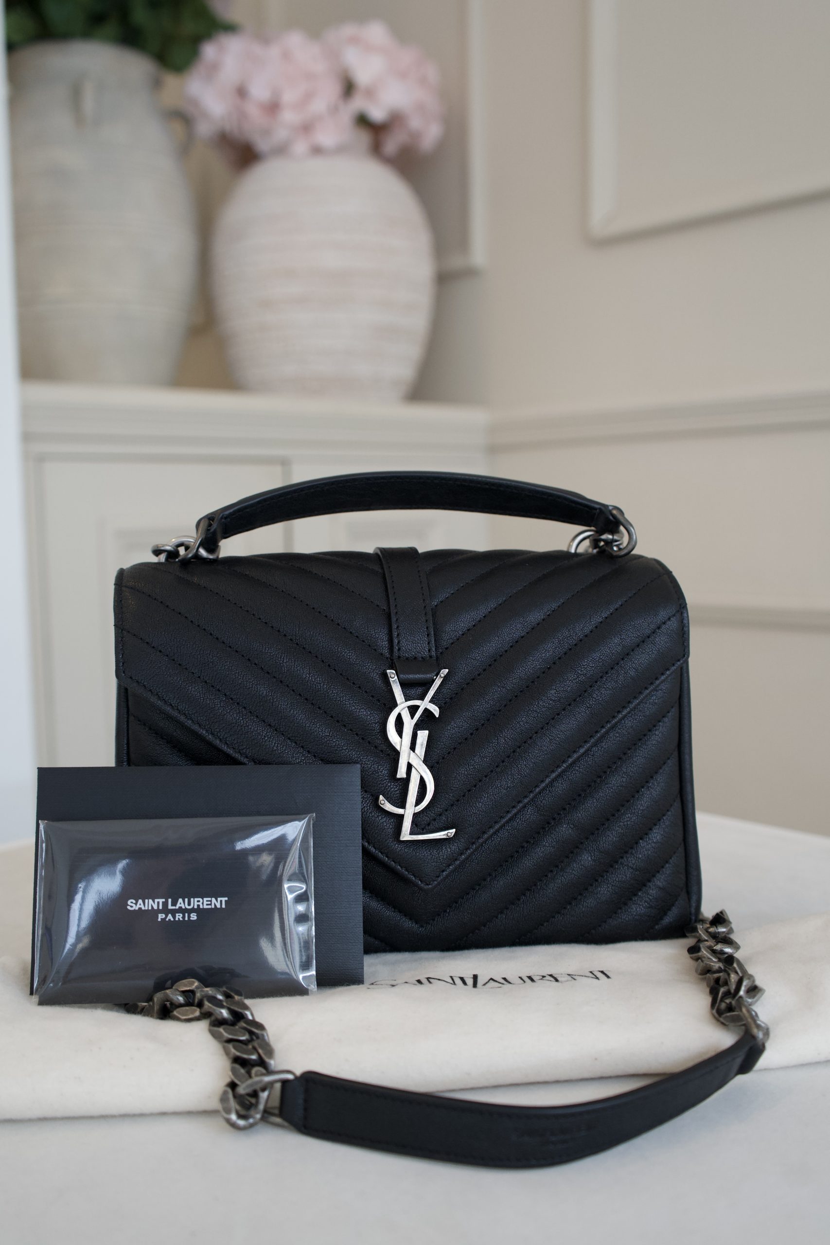 Saint Laurent College Bag In Quilted Lambskin Leather With Gunmetal Hardware (2024) - Image 11