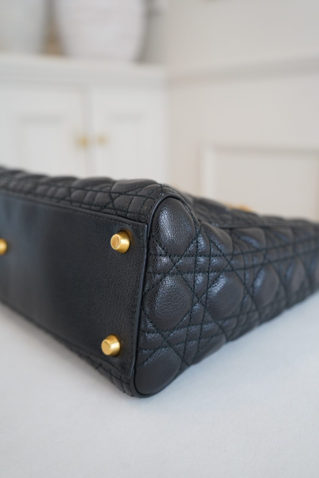 Christian Dior Lady Dior Bag in Black Quilted Leather With Iconic Cannage Motif and Pale Gold Hardware - Image 5