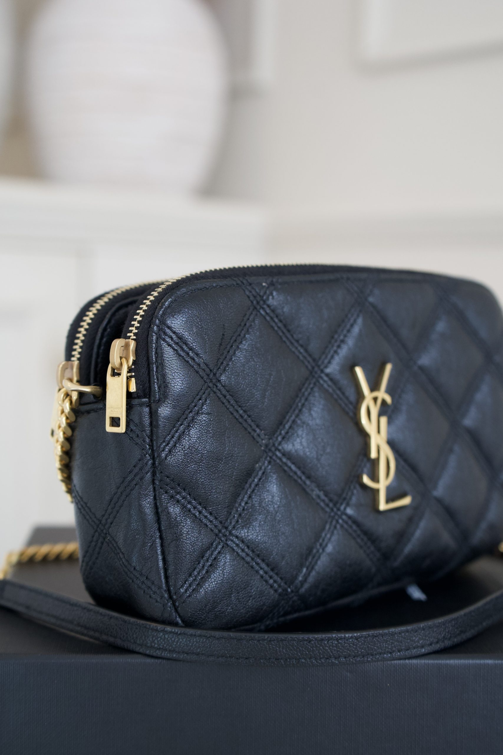 Saint Laurent Becky Pouch In Quilted Lambskin Leather Double Zip And Gold Tone Hardware (2020) - Image 4