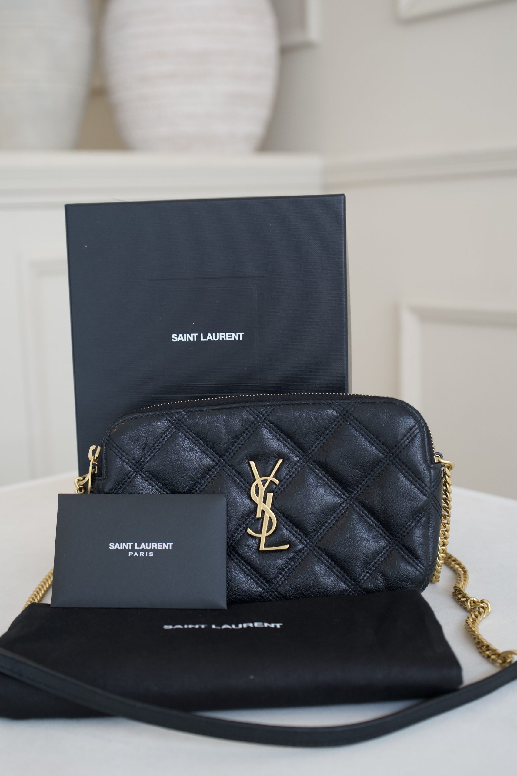 Saint Laurent Becky Pouch In Quilted Lambskin Leather Double Zip And Gold Tone Hardware (2020) - Image 6