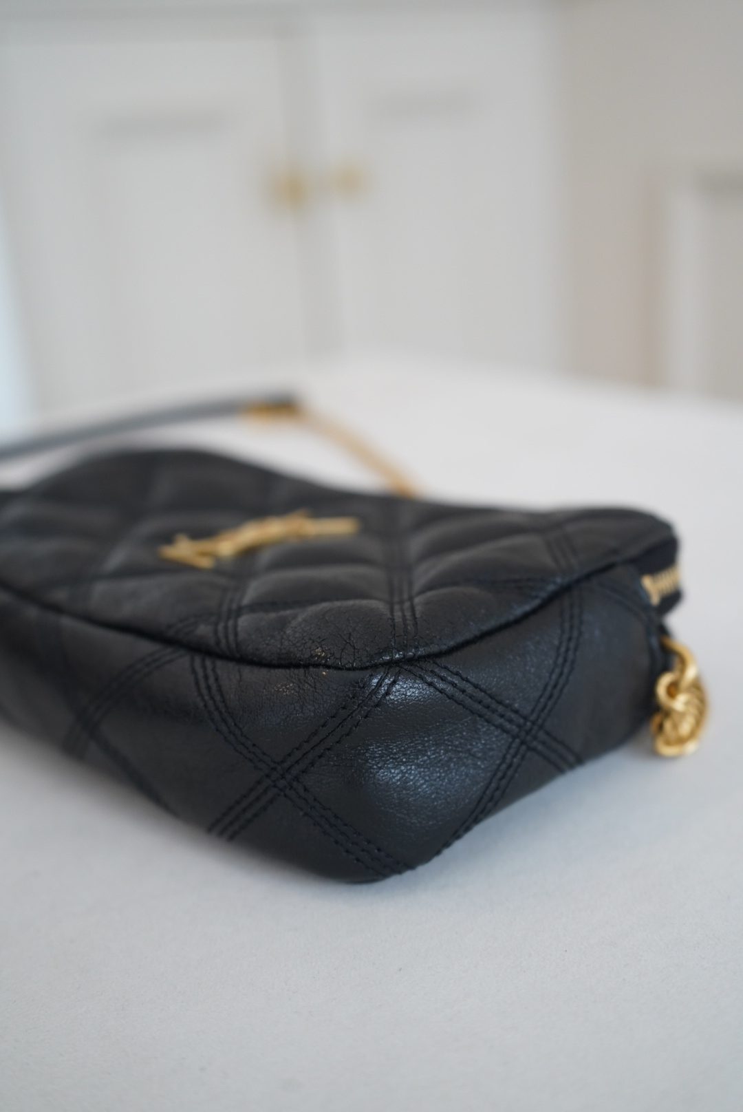 Saint Laurent Becky Pouch In Quilted Lambskin Leather Double Zip And Gold Tone Hardware (2020) - Image 8