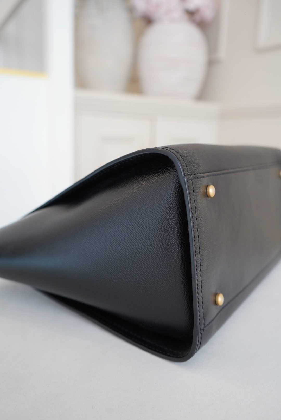 Chanel Deauville Studded Tote In Black Caviar Leather and Gold Toned Studs - Image 6