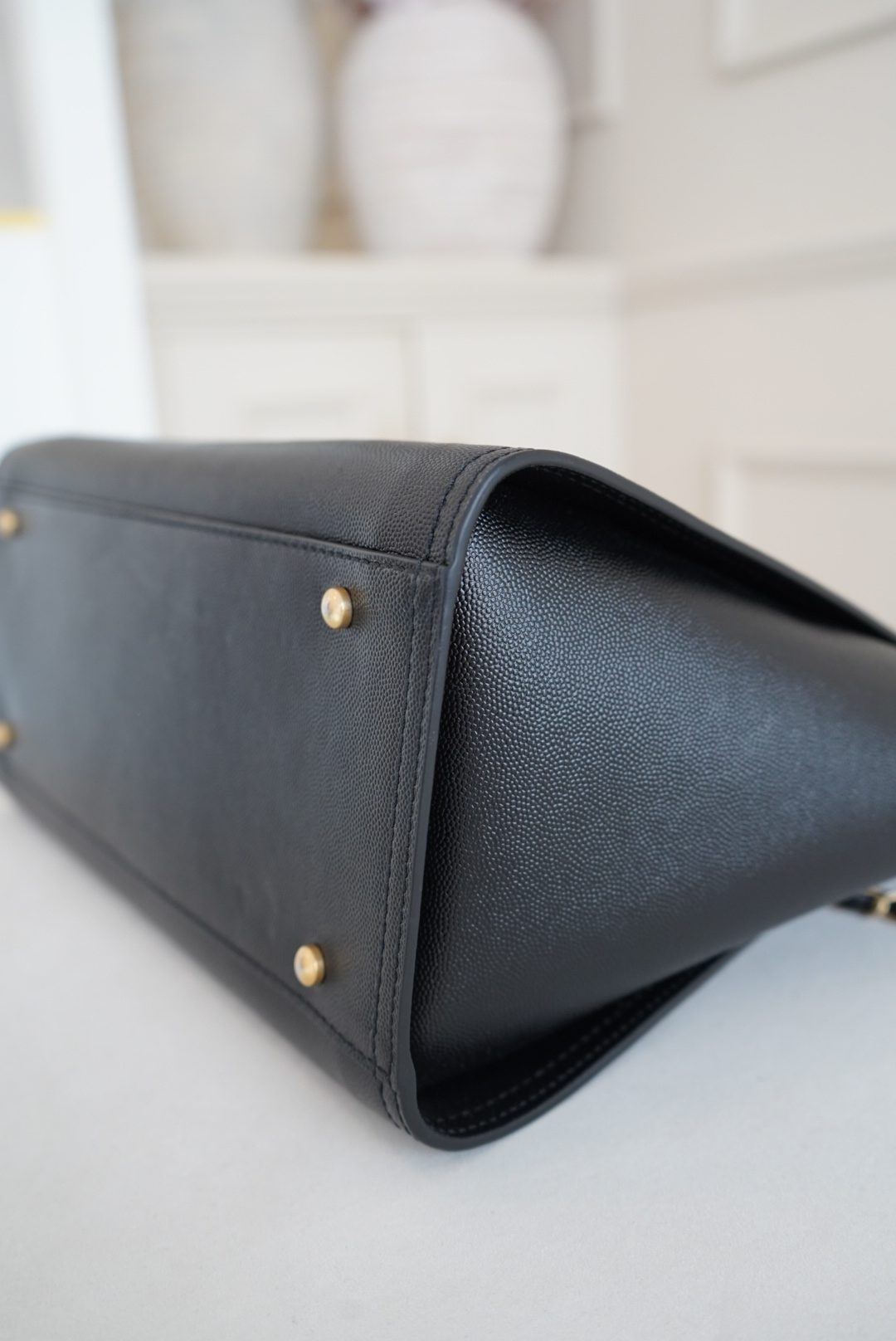 Chanel Deauville Studded Tote In Black Caviar Leather and Gold Toned Studs - Image 7