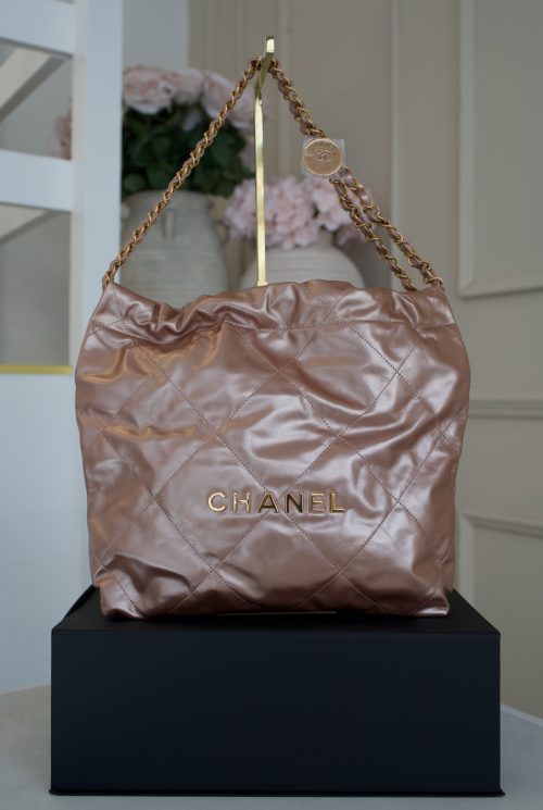 SOLD - Chanel 22 Rose Gold Shiny Calfskin with Rose Gold Hardware