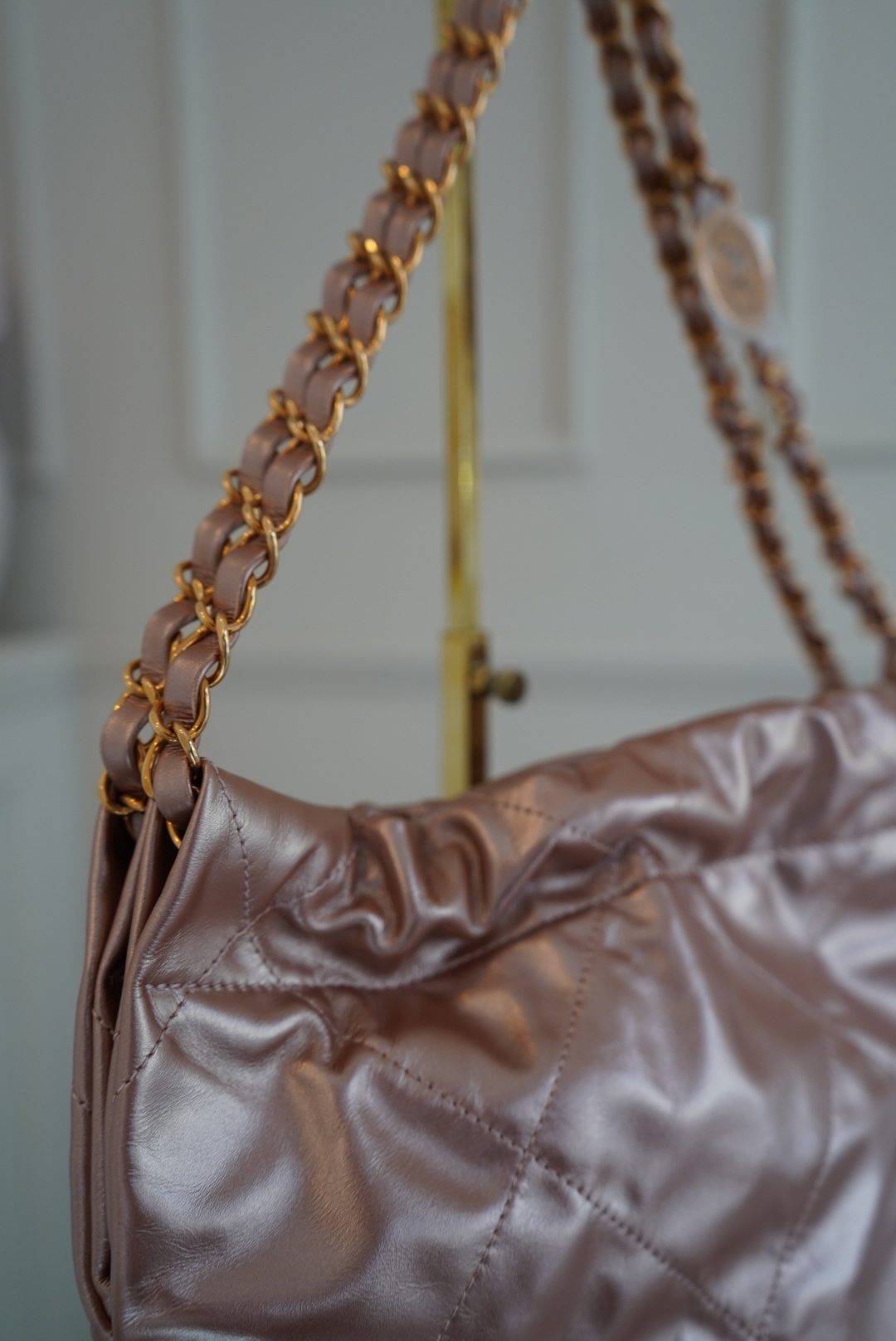 SOLD - Chanel 22 Rose Gold Shiny Calfskin with Rose Gold Hardware - Image 8