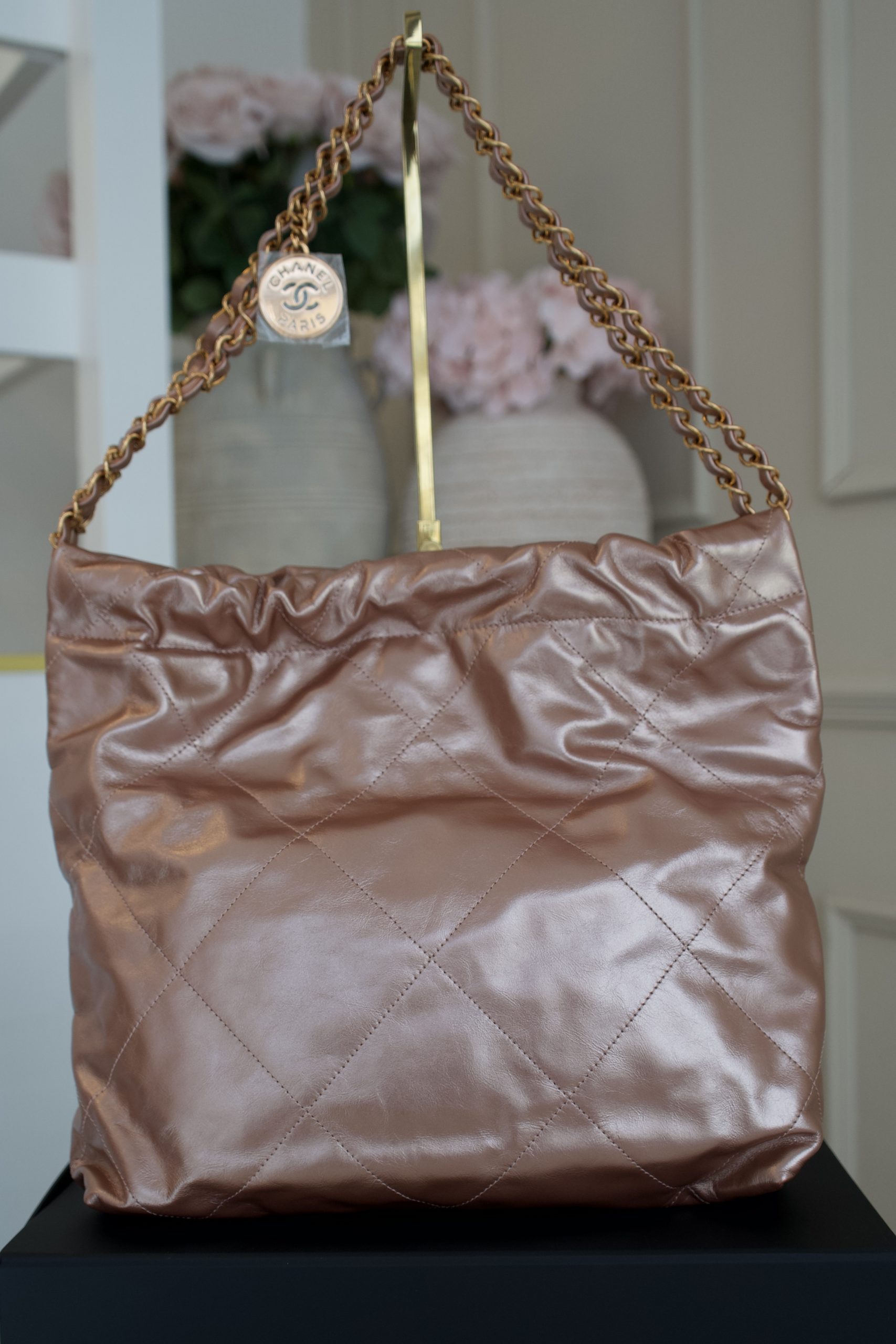 SOLD - Chanel 22 Rose Gold Shiny Calfskin with Rose Gold Hardware - Image 6