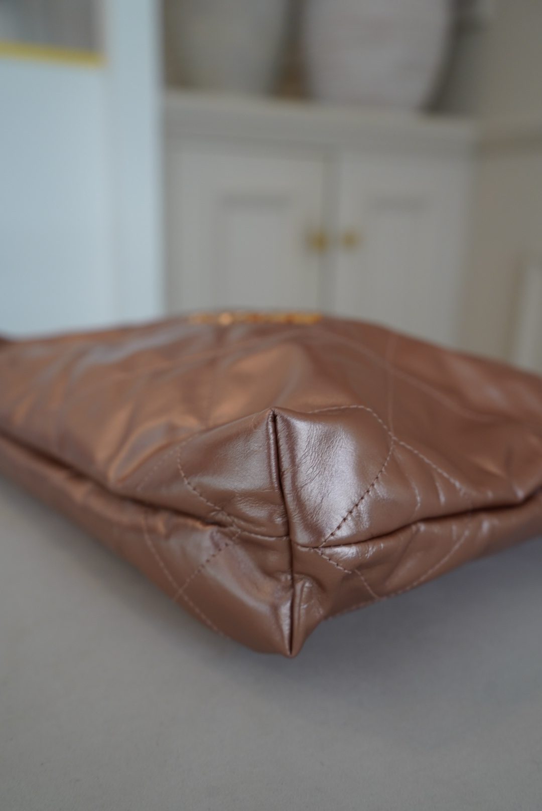 SOLD - Chanel 22 Rose Gold Shiny Calfskin with Rose Gold Hardware - Image 11