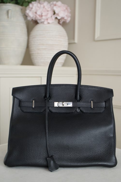 Hermes Black Clemence Birkin 35 With Palladium Hardware In Togo Leather 2001