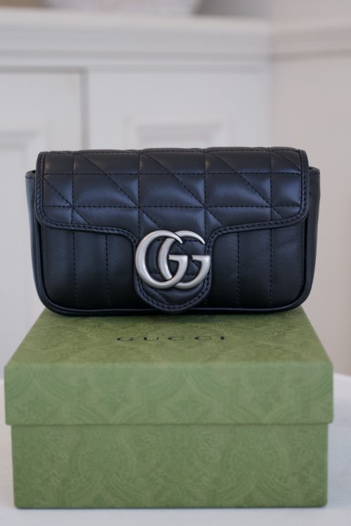 Gucci GG Marmont super mini bag with silver toned double G plaque 2024