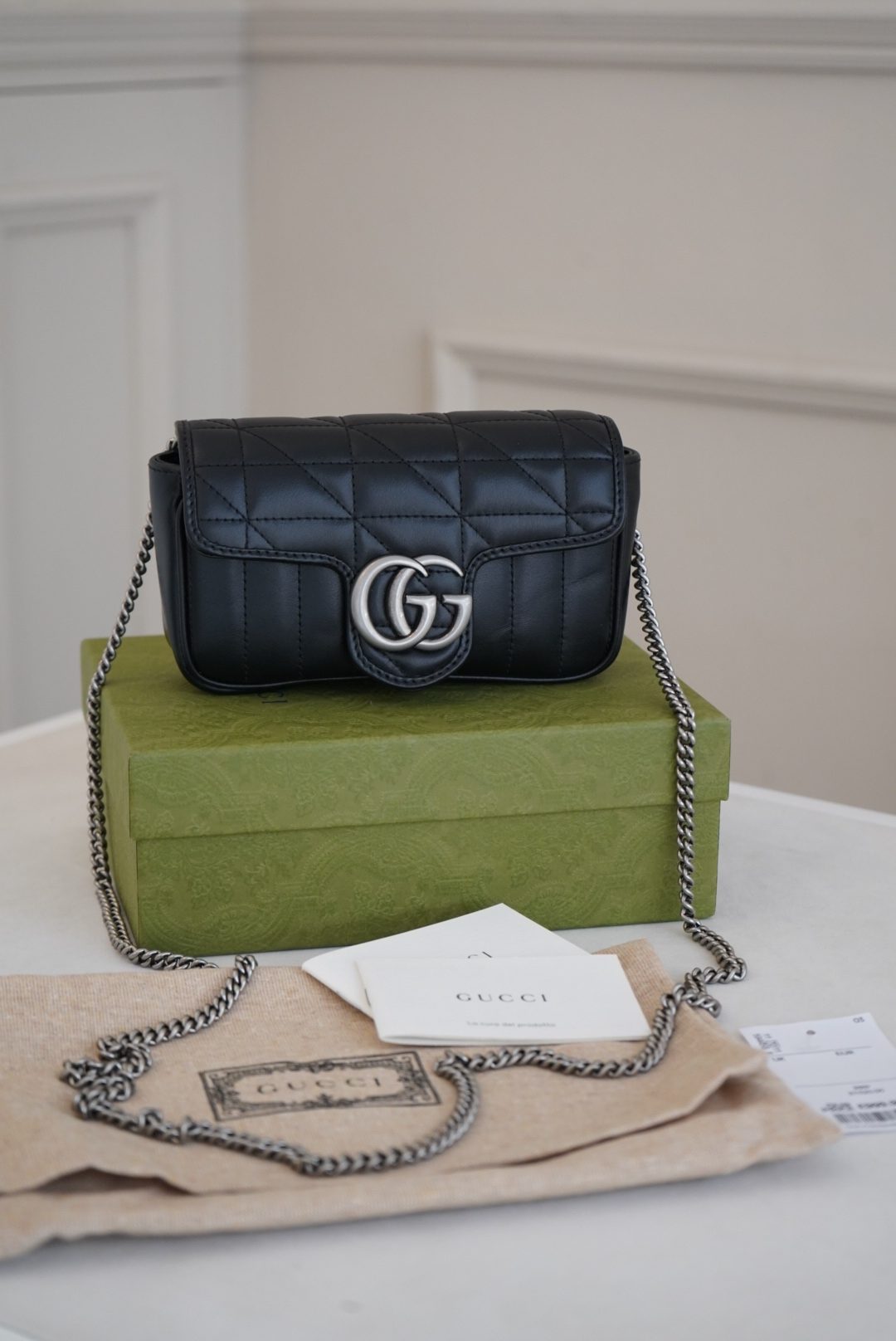 Gucci GG Marmont super mini bag with silver toned double G plaque 2024 - Image 10