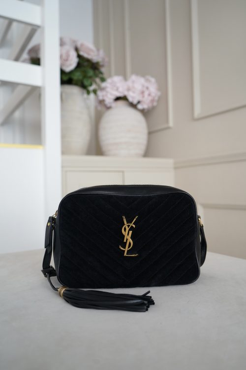 Black Suede Saint Laurent Lou Camera Bag