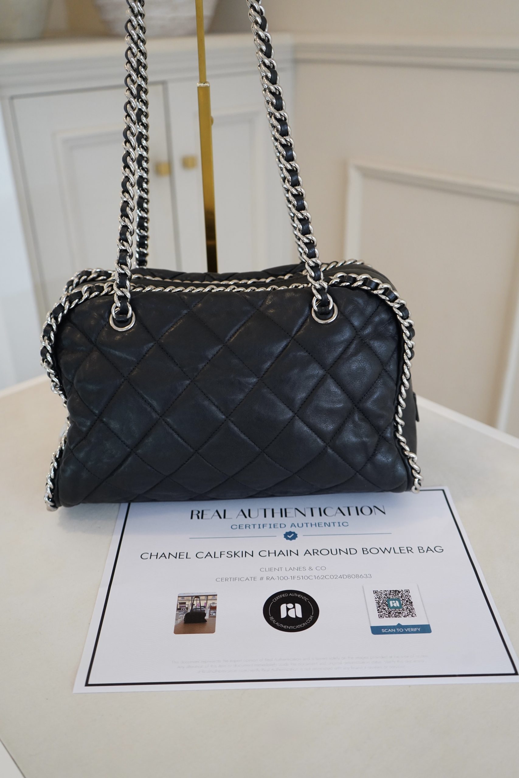 Chanel Calfskin Chain Around Bowler Bag with stainless steel hardware 2011 (Code 15379213) - Image 14