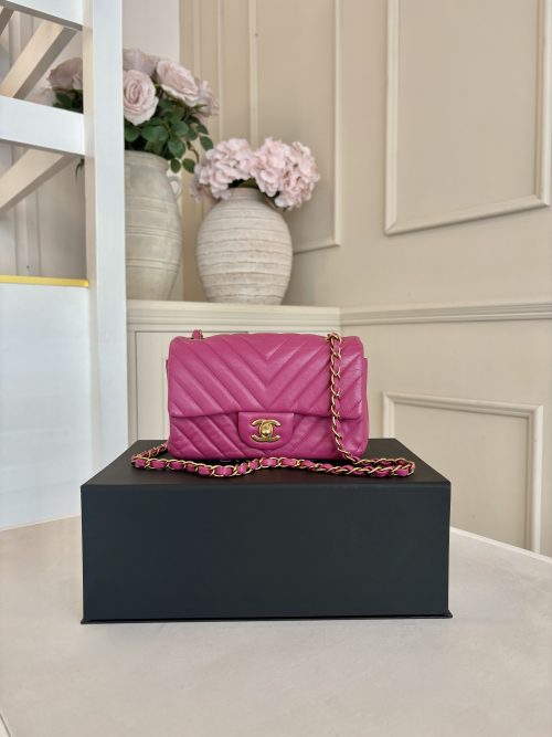 Chanel Mini Rectangular Classic Chevron Lambskin Single Flap Crossbody Bag 2015-2016 (Code 21267356)