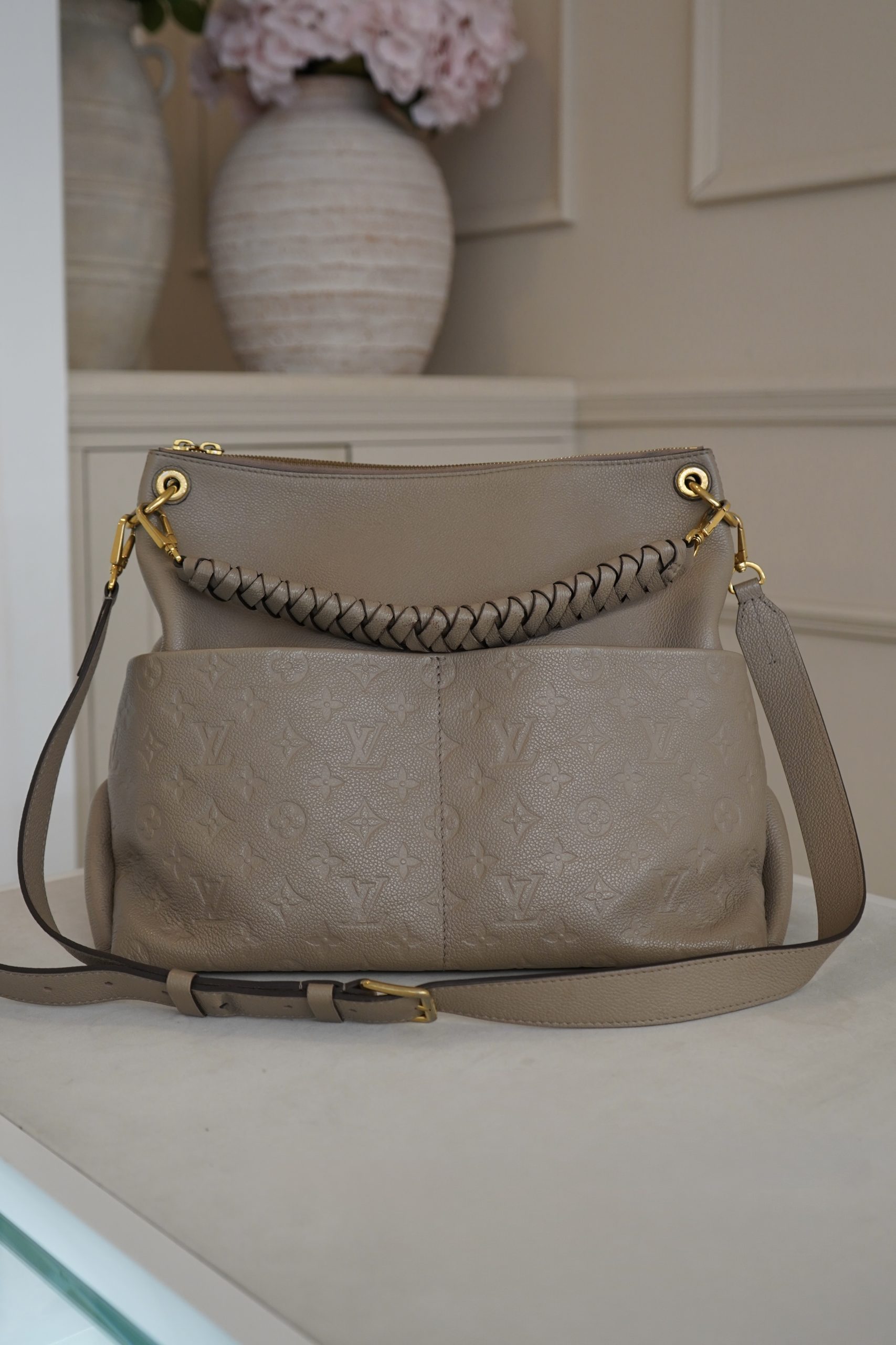 Louis Vuitton Maida Hobo Bag In Tourterelle Monogram Empreinte Leather - Image 2