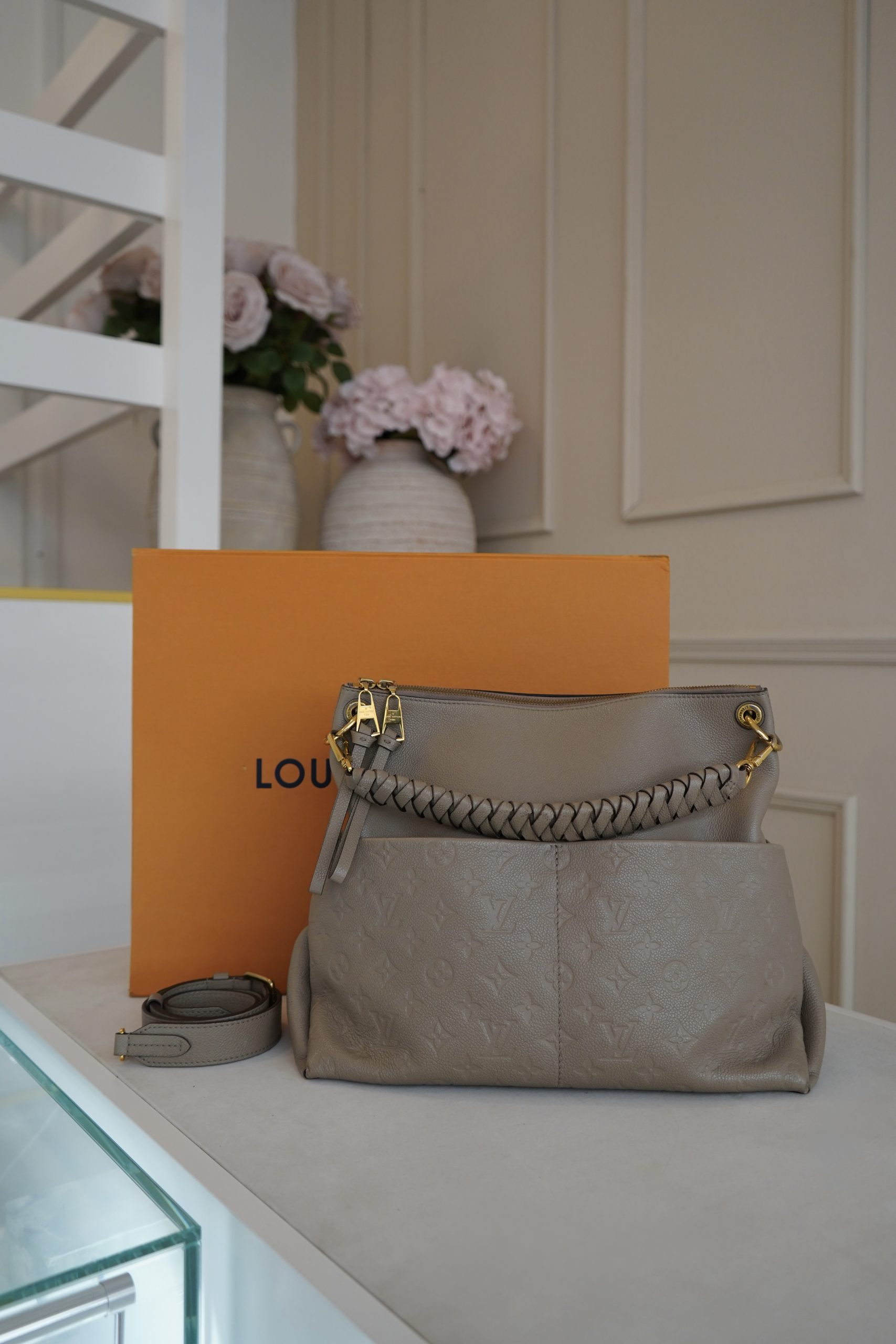Louis Vuitton Maida Hobo Bag In Tourterelle Monogram Empreinte Leather - Image 8