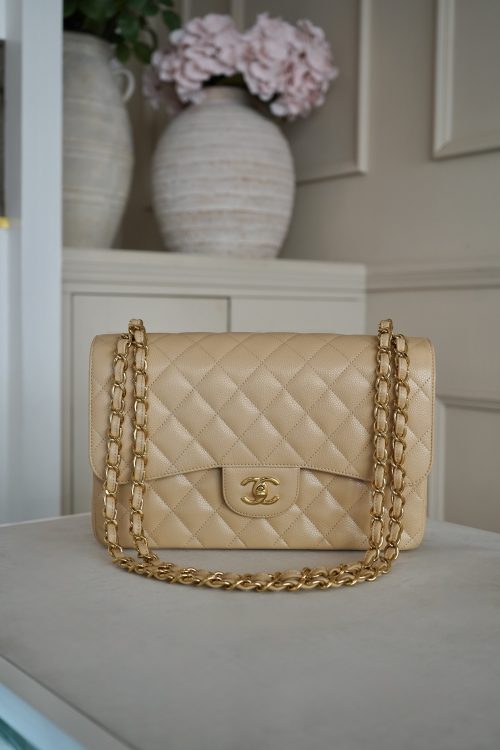 Chanel Jumbo Classic Double Flap Beige Caviar With Gold Hardware 2015/2016 Model