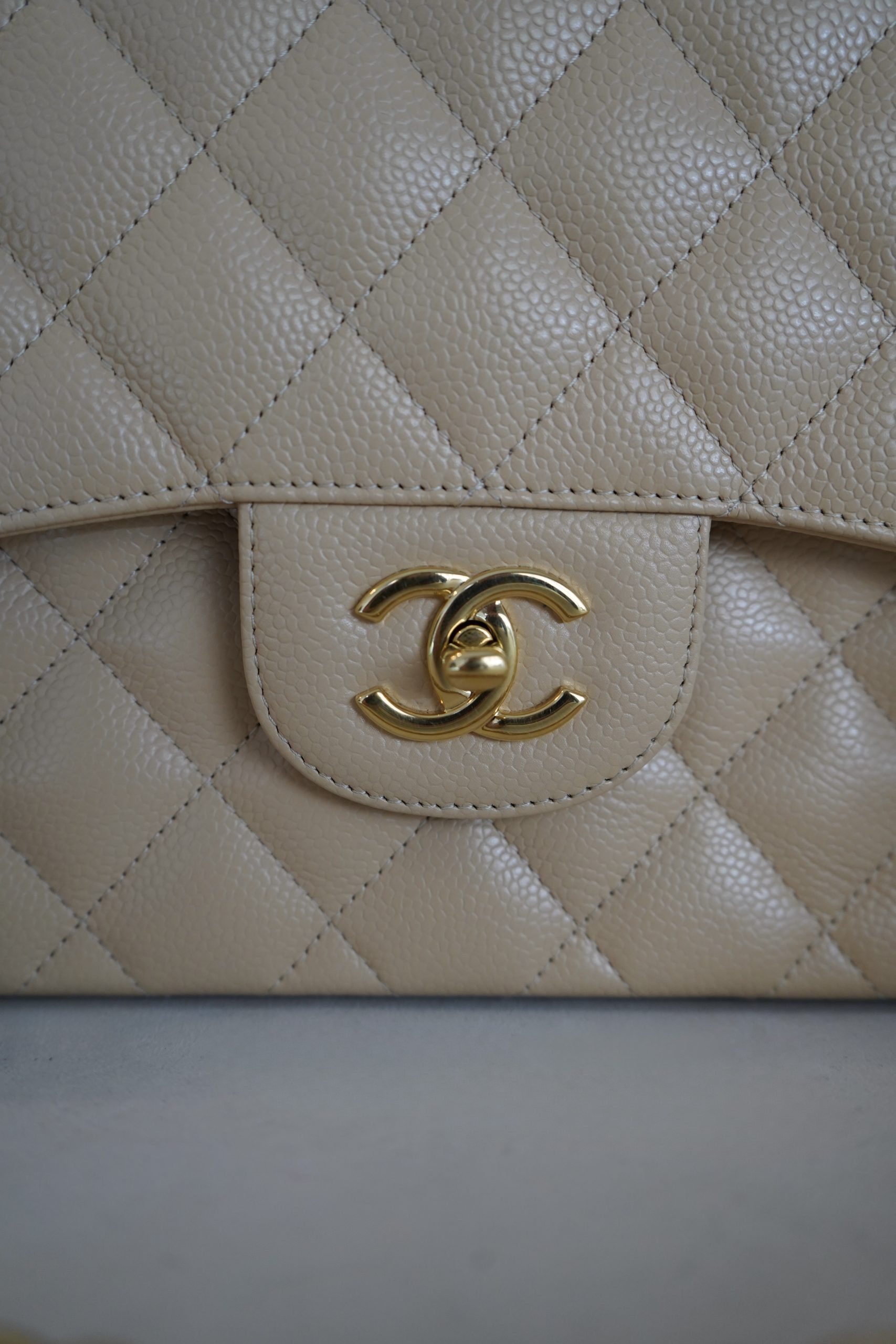 Chanel Jumbo Classic Double Flap Beige Caviar With Gold Hardware 2015/2016 Model - Image 8