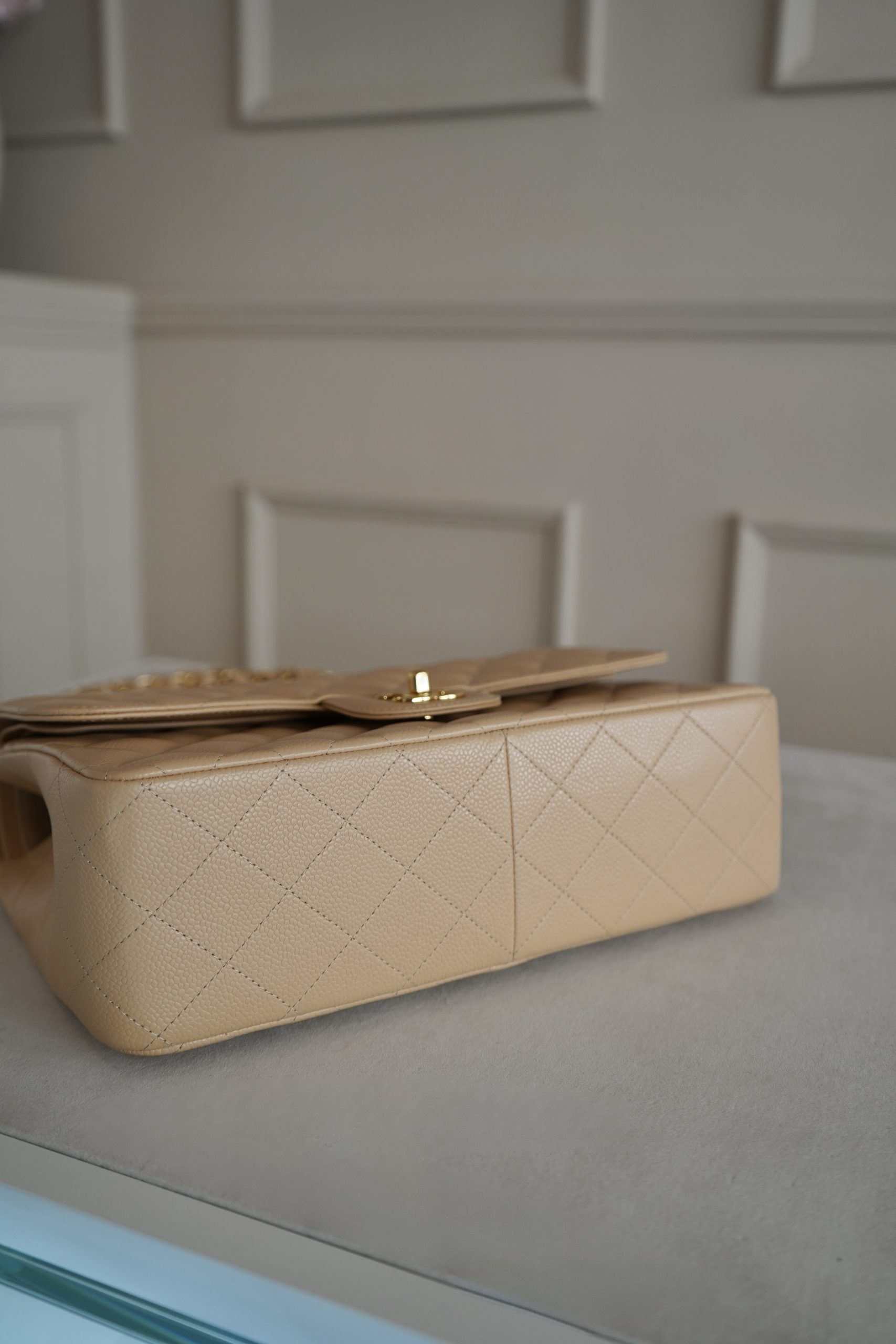 Chanel Jumbo Classic Double Flap Beige Caviar With Gold Hardware 2015/2016 Model - Image 4