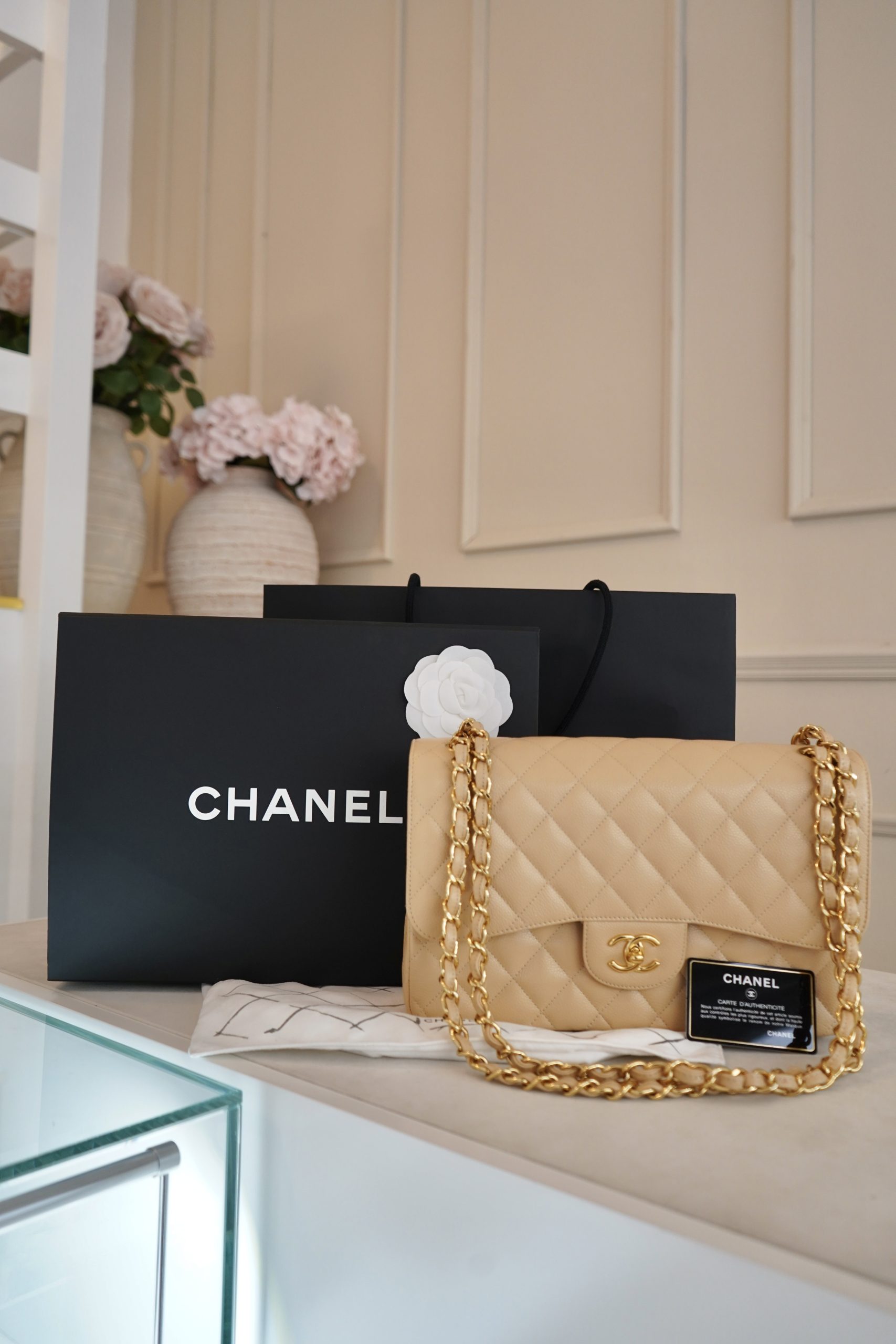 Chanel Jumbo Classic Double Flap Beige Caviar With Gold Hardware 2015/2016 Model - Image 10